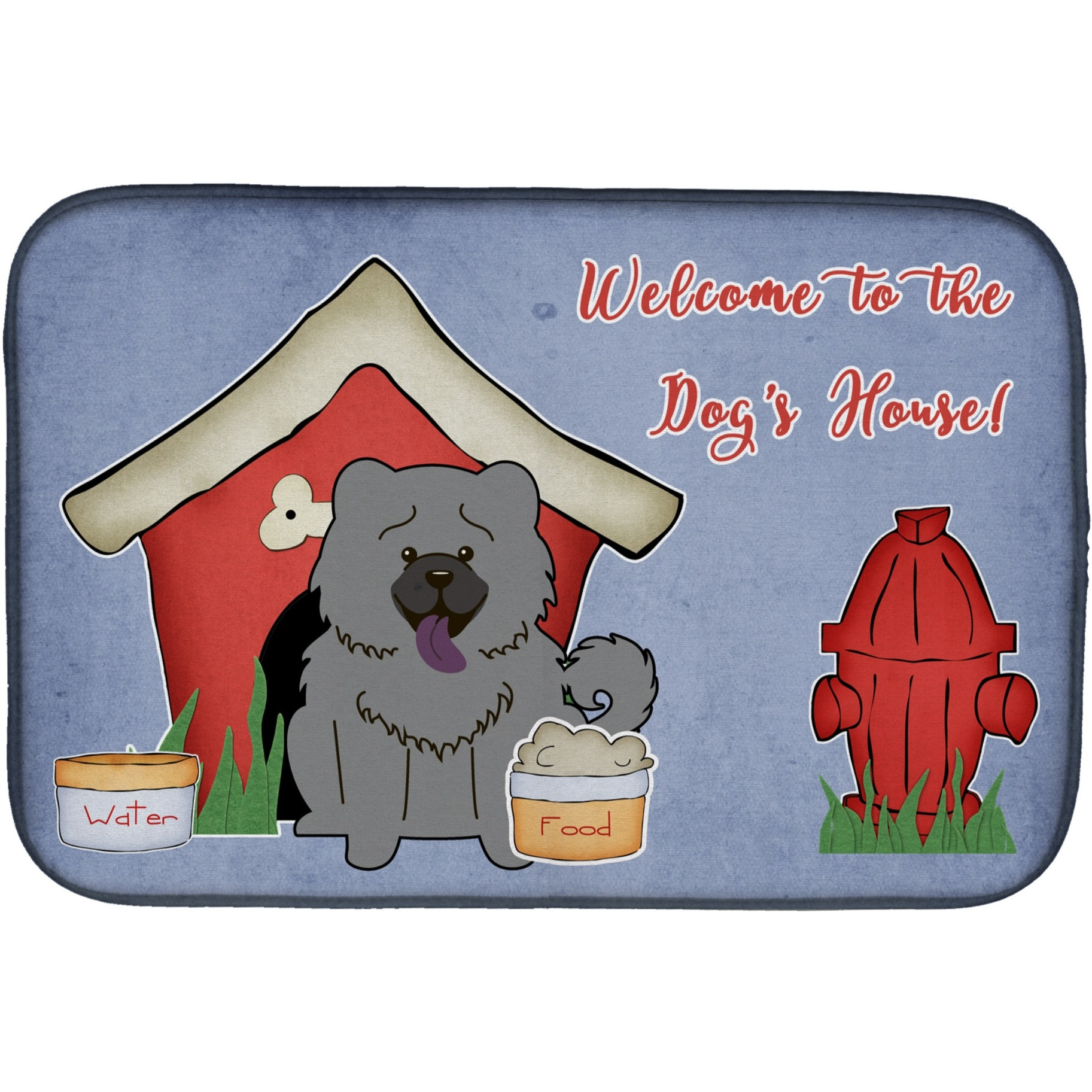 &quotCaroline's Treasures Dog House Collection Chow Blue Dish Drying Mat, 14"" x 21"""