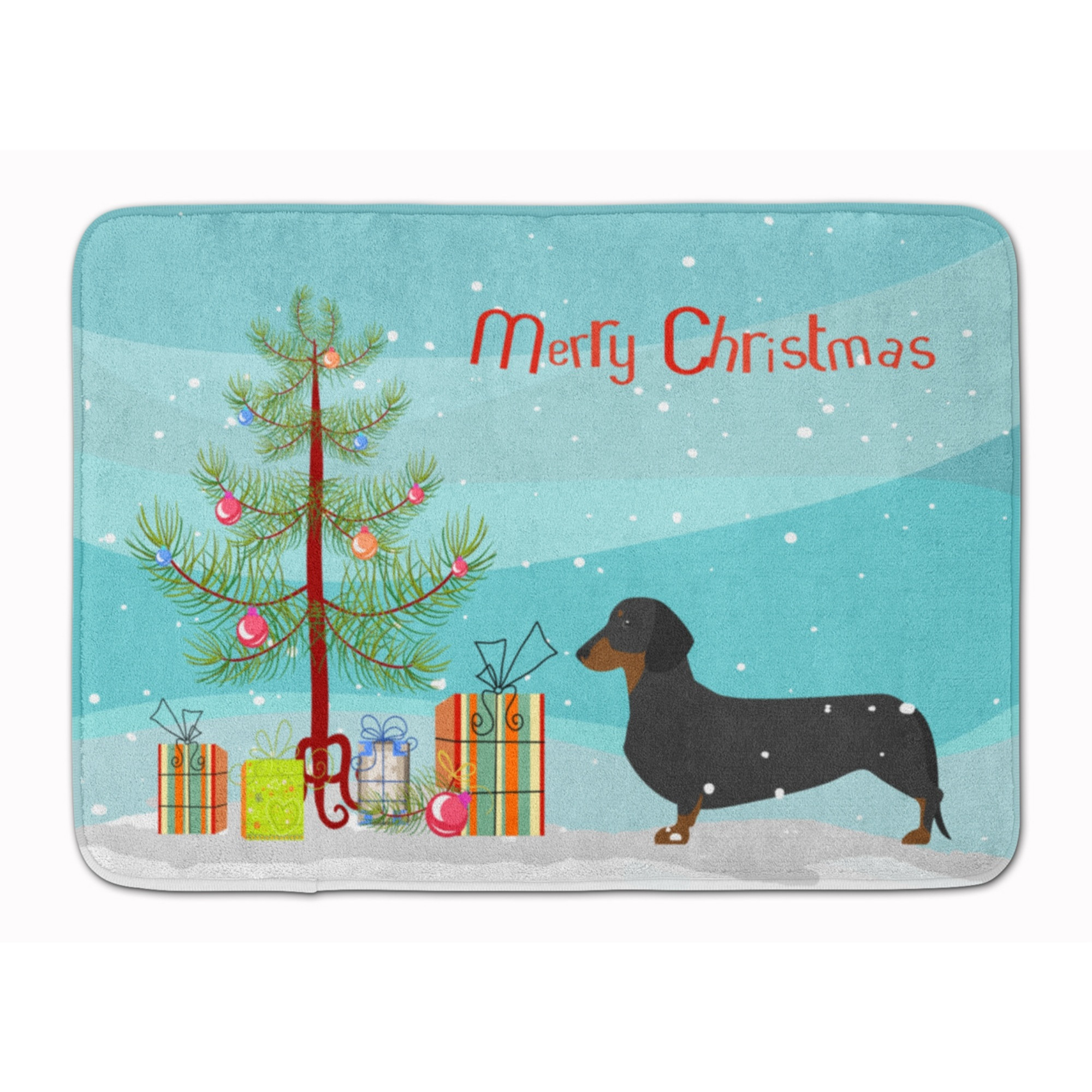 &quotCaroline's Treasures Dachshund Merry Christmas Tree Floor Mat, 19"" x 27"", Multicolor"