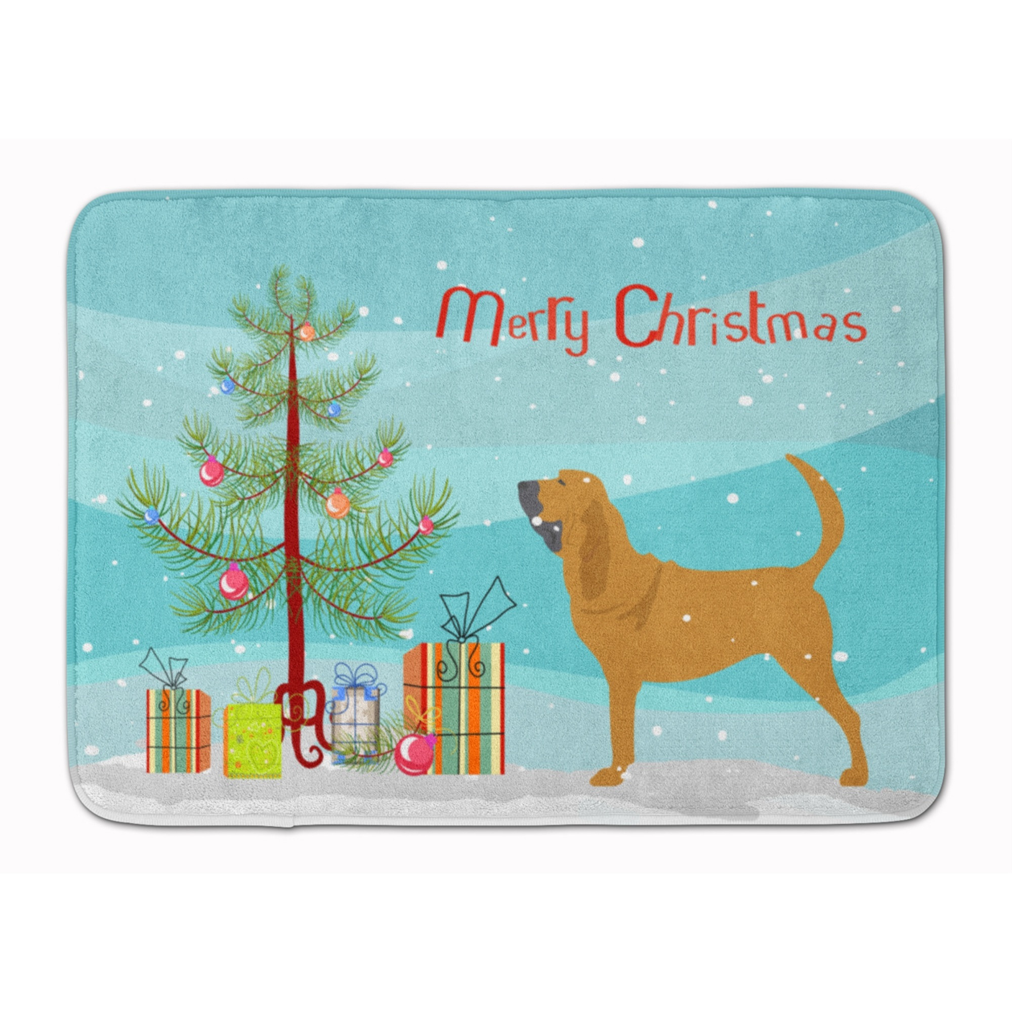 &quotCaroline's Treasures Bloodhound Merry Christmas Tree Floor Mat, 19"" x 27"", Multicolor"