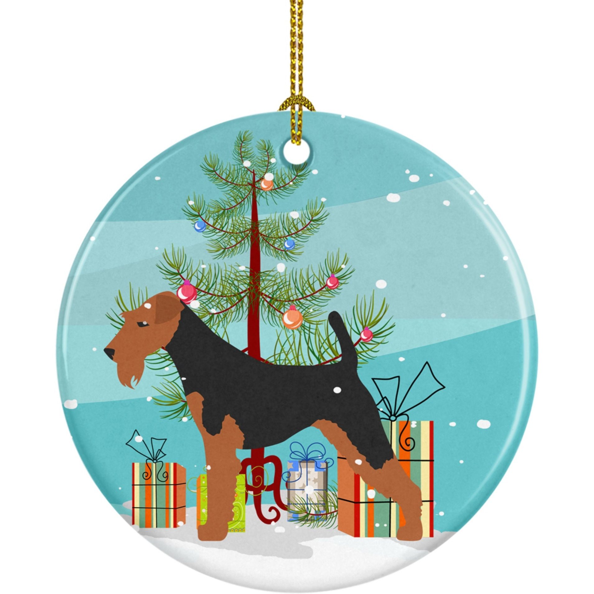 Caroline's Treasures Welsh Terrier Merry Christmas Tree Ceramic Ornament