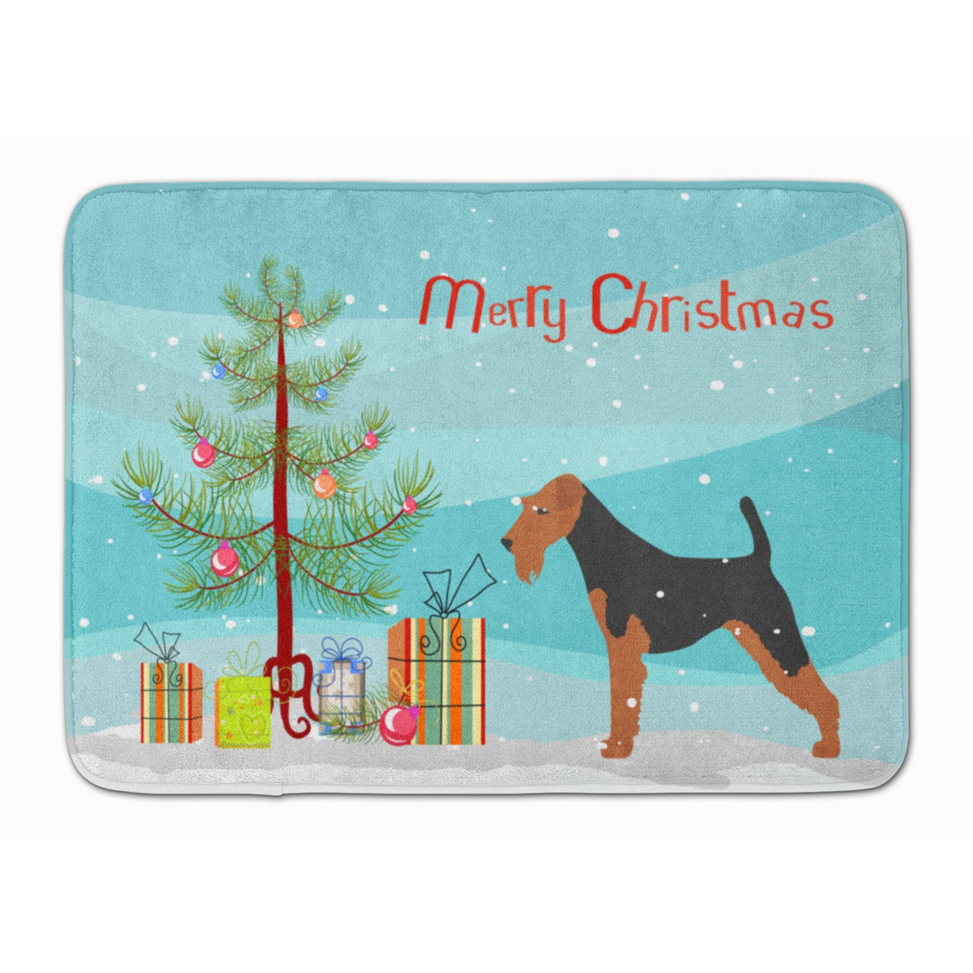 &quotCaroline's Treasures Welsh Terrier Merry Christmas Tree Floor Mat, 19"" x 27"", Multicolor"
