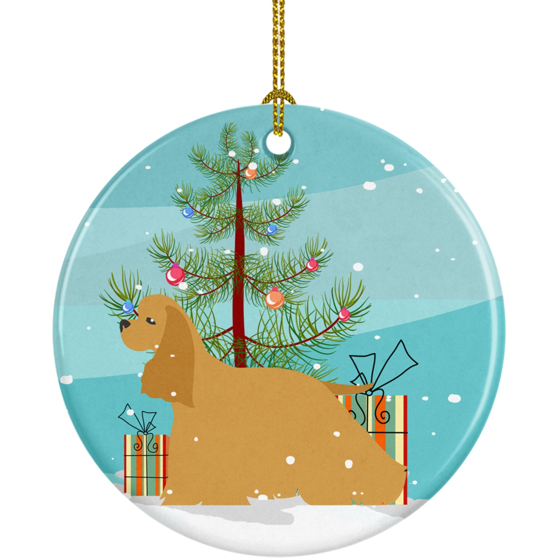 &quotCaroline's Treasures Cocker Spaniel Merry Christmas Tree Ceramic Ornament, Multicolor"