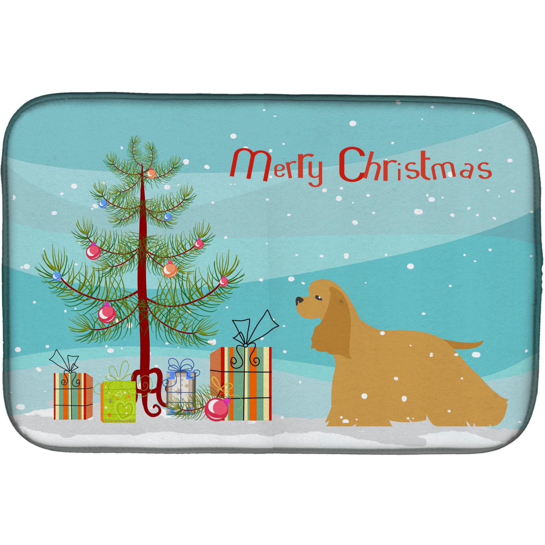 &quotCaroline's Treasures Merry Christmas Tree Dish Drying Mat, 14"" x 21"", Multicolor"
