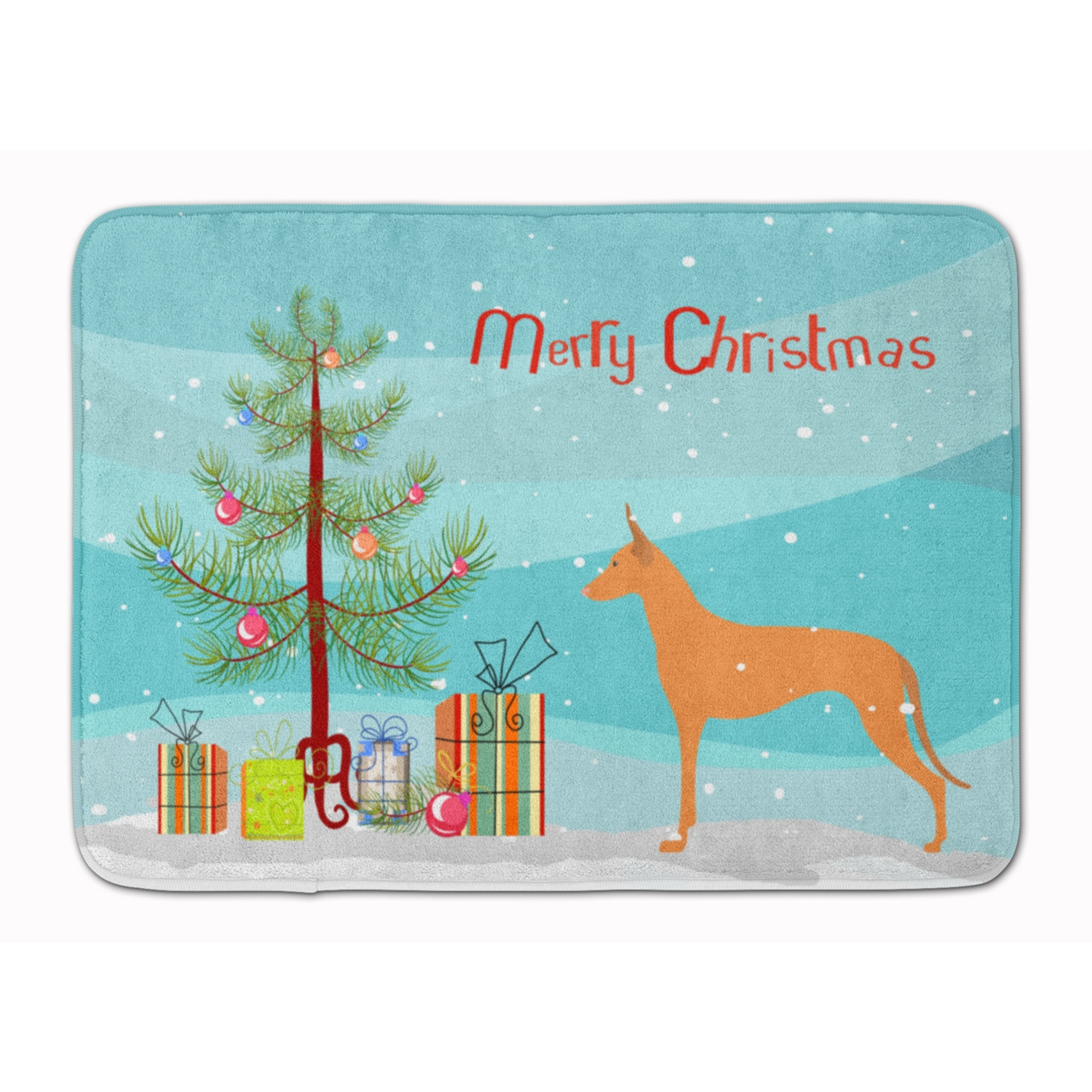 &quotCaroline's Treasures Pharaoh Hound Merry Christmas Tree Floor Mat, 19"" x 27"", Multicolor"