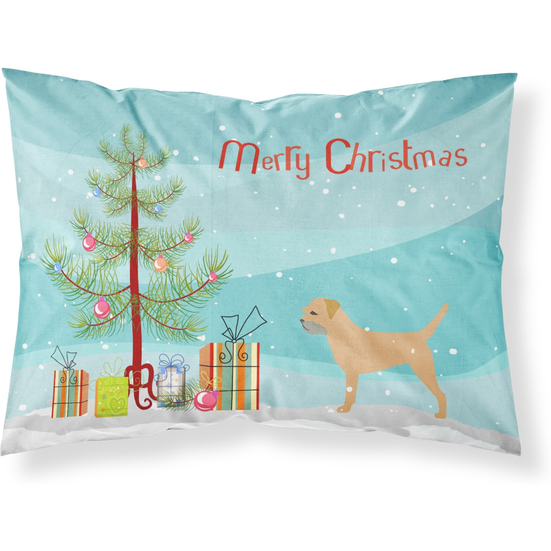 Caroline's Treasures Christmas Tree Border Terrier Merry Fabric Standard Pillowcase BB2907PILLOWCASE