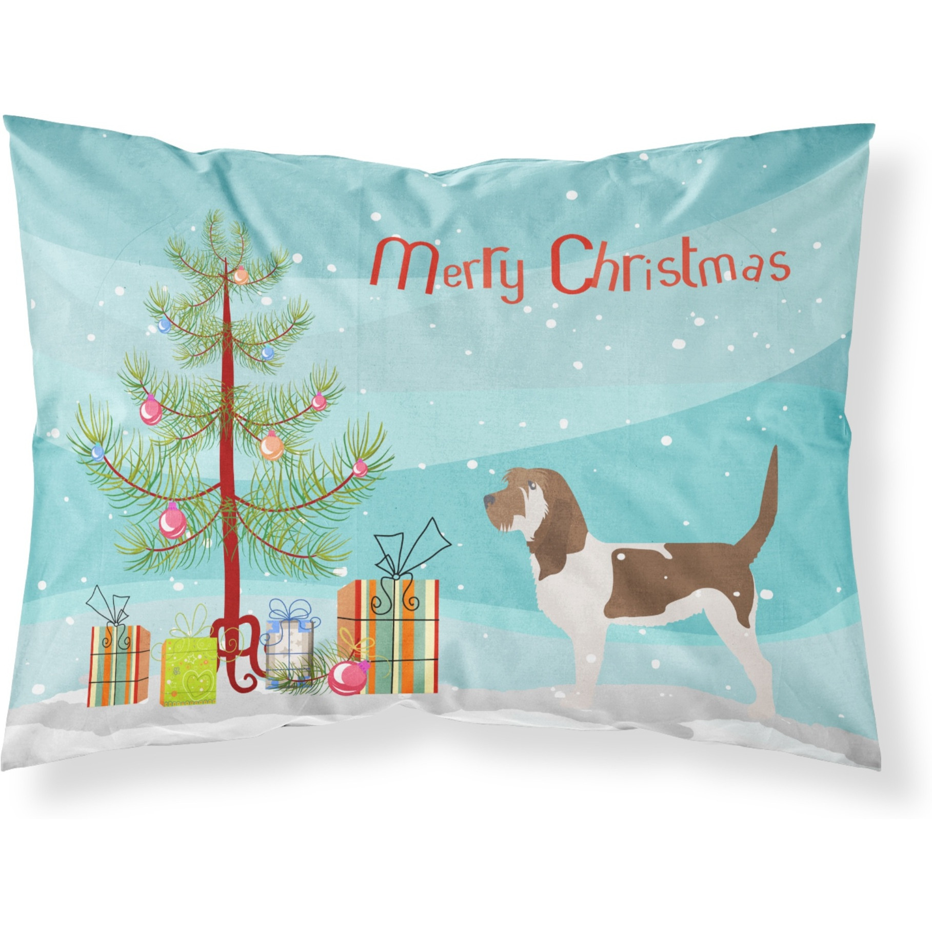 &quotCaroline's Treasures Grand Basset Griffon Vendeen Merry Christmas Tree Fabric Standard Pillowcase BB2908PILLOWCASE, Multicolor"