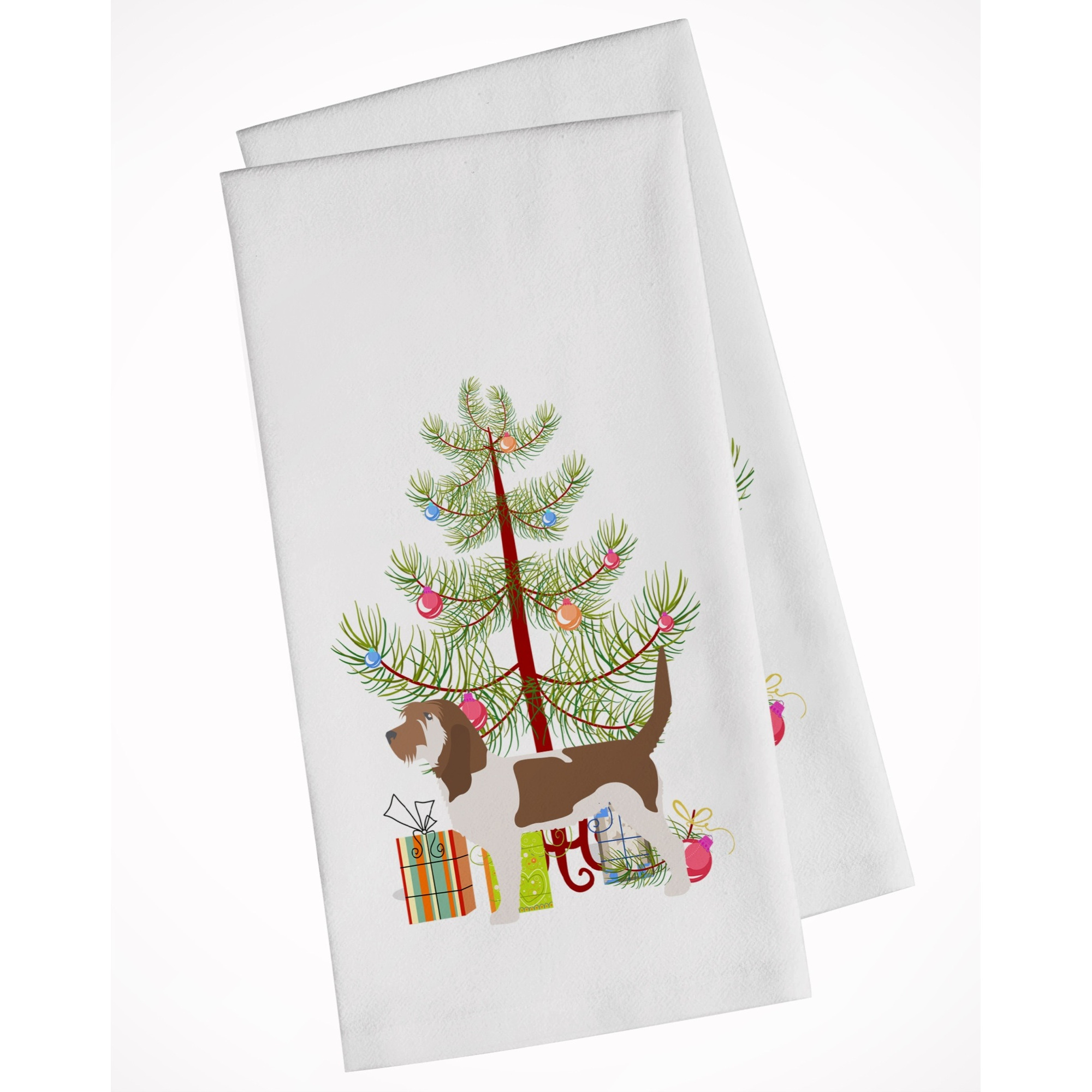 Grand Basset Griffon Vendeen Merry Christmas Tree White Kitchen Towel Set of 2