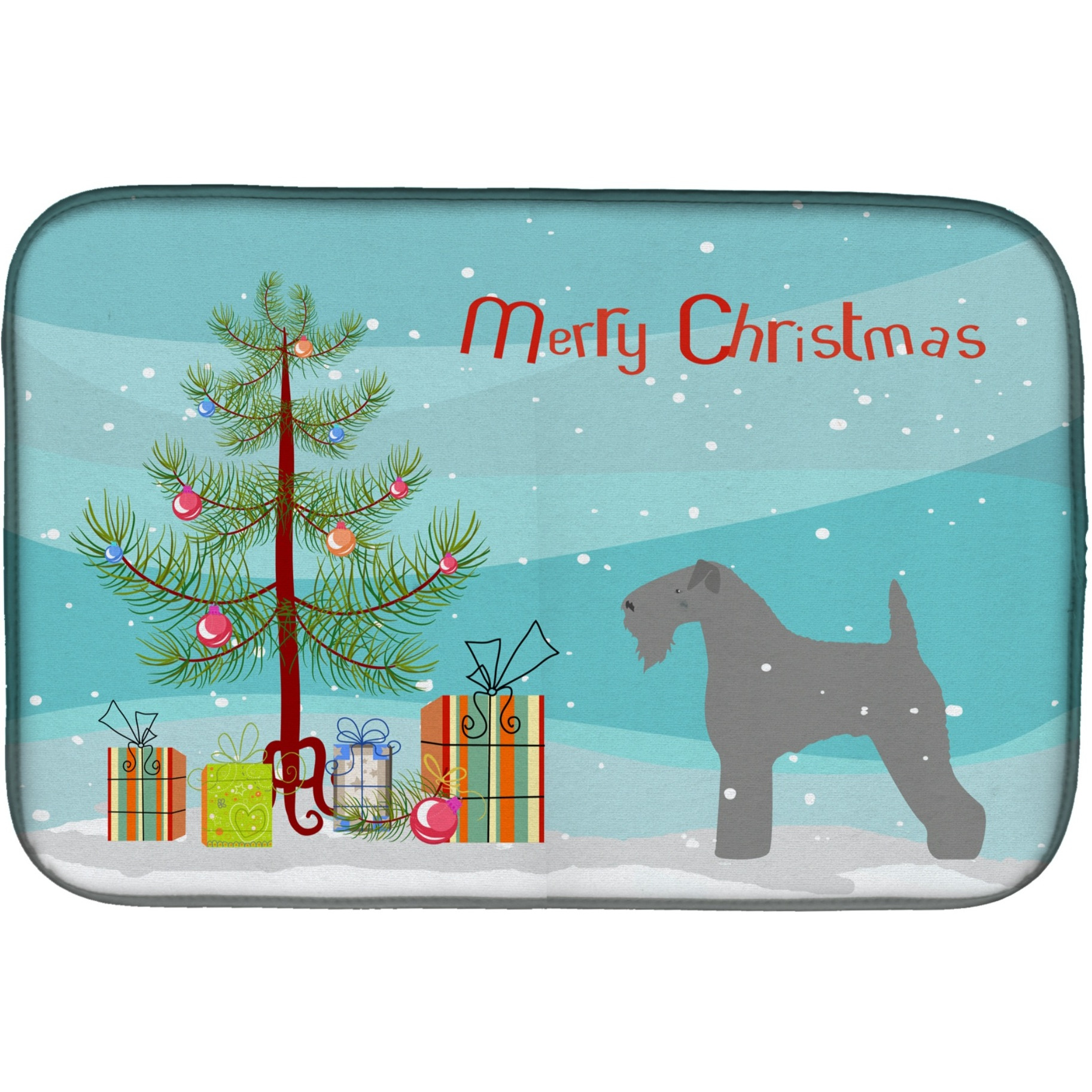 &quotCaroline's Treasures Kerry Blue Terrier Merry Christmas Tree Dish Drying Mat, 14"" x 21"""