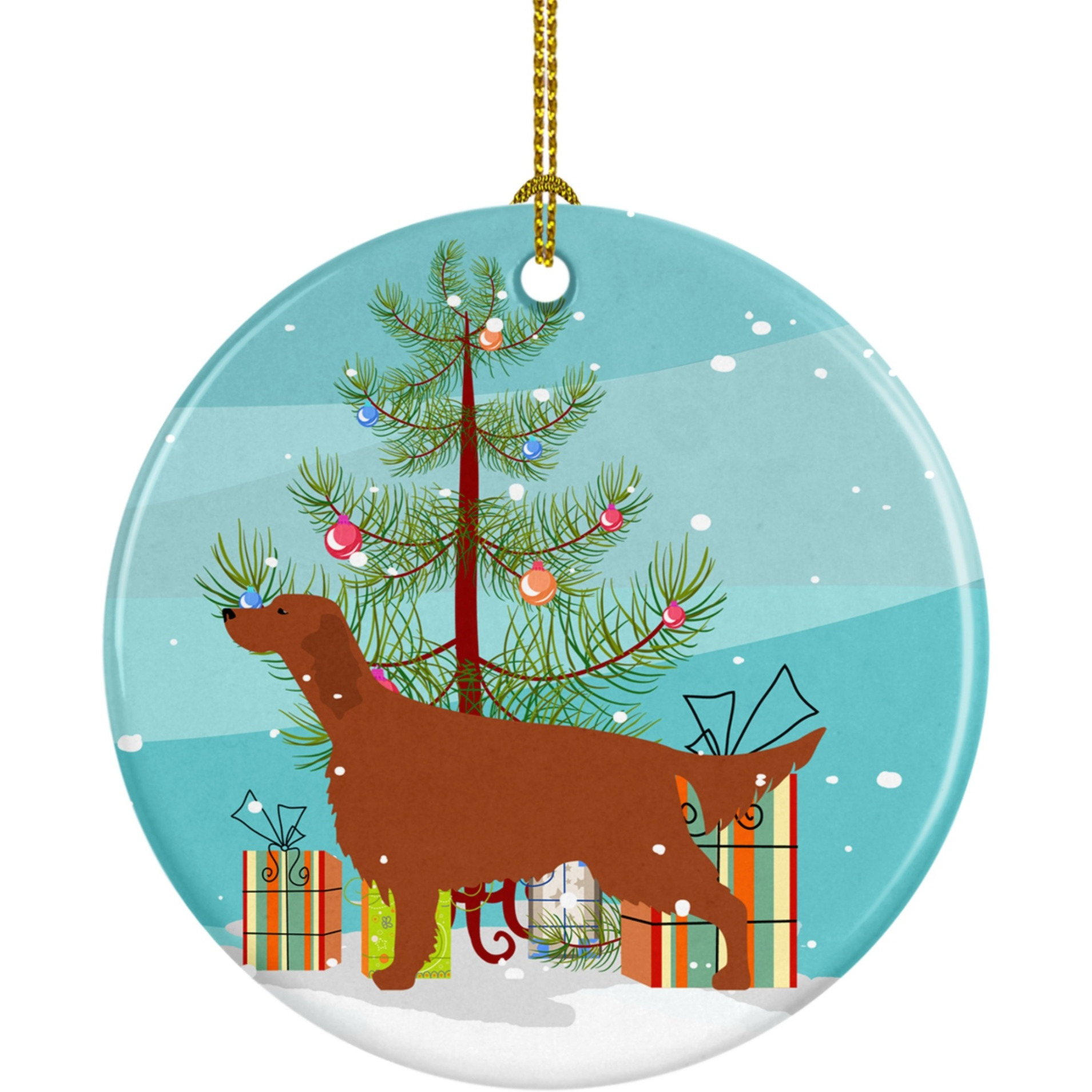 &quotCaroline's Treasures Irish Setter Merry Christmas Tree Ceramic Ornament, Multicolor"