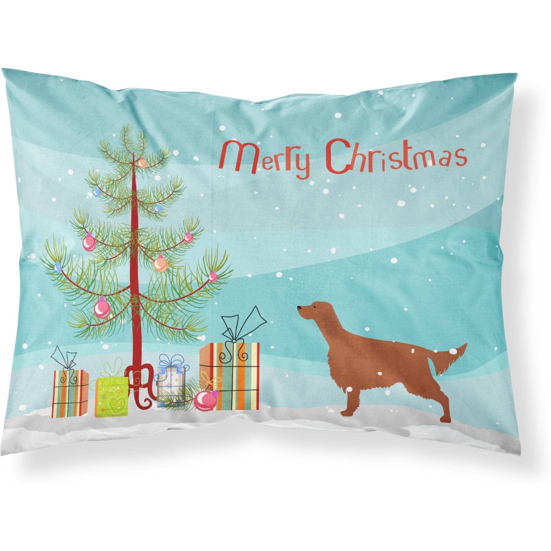 Caroline's Treasures Christmas Tree Irish Setter Merry Fabric Standard Pillowcase BB2911PILLOWCASE