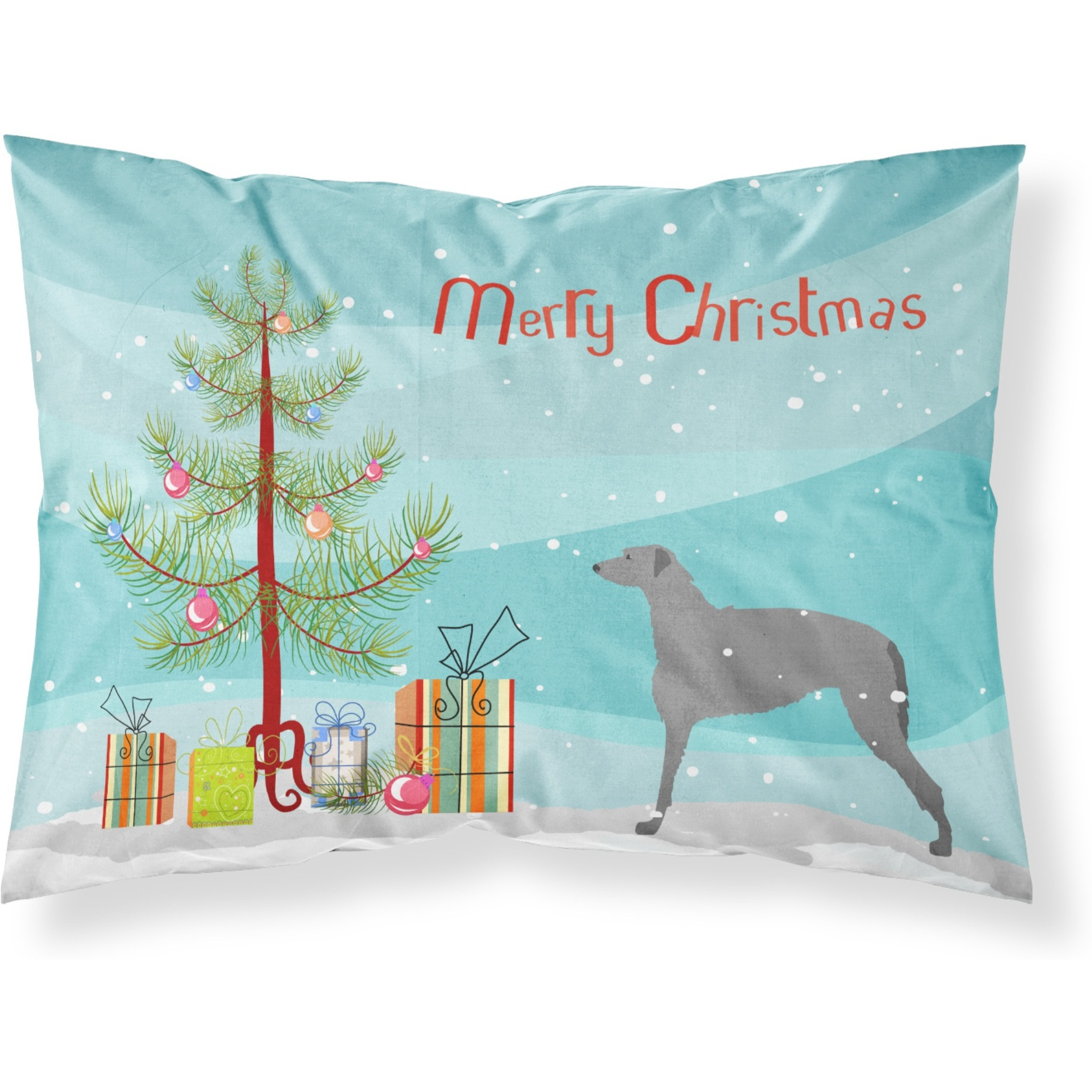 Caroline's Treasures Christmas Tree Scottish Deerhound Merry Fabric Standard Pillowcase BB2914PILLOWCASE
