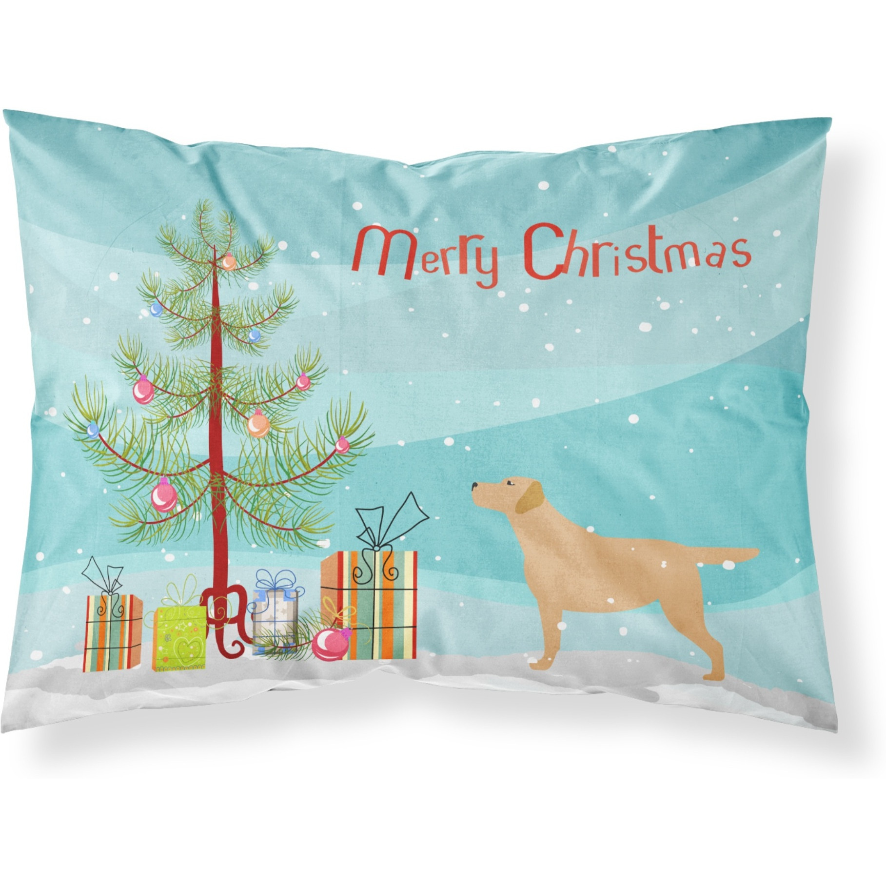 Caroline's Treasures Christmas Tree Yellow Labrador Retriever Merry Fabric Standard Pillowcase BB2915PILLOWCASE