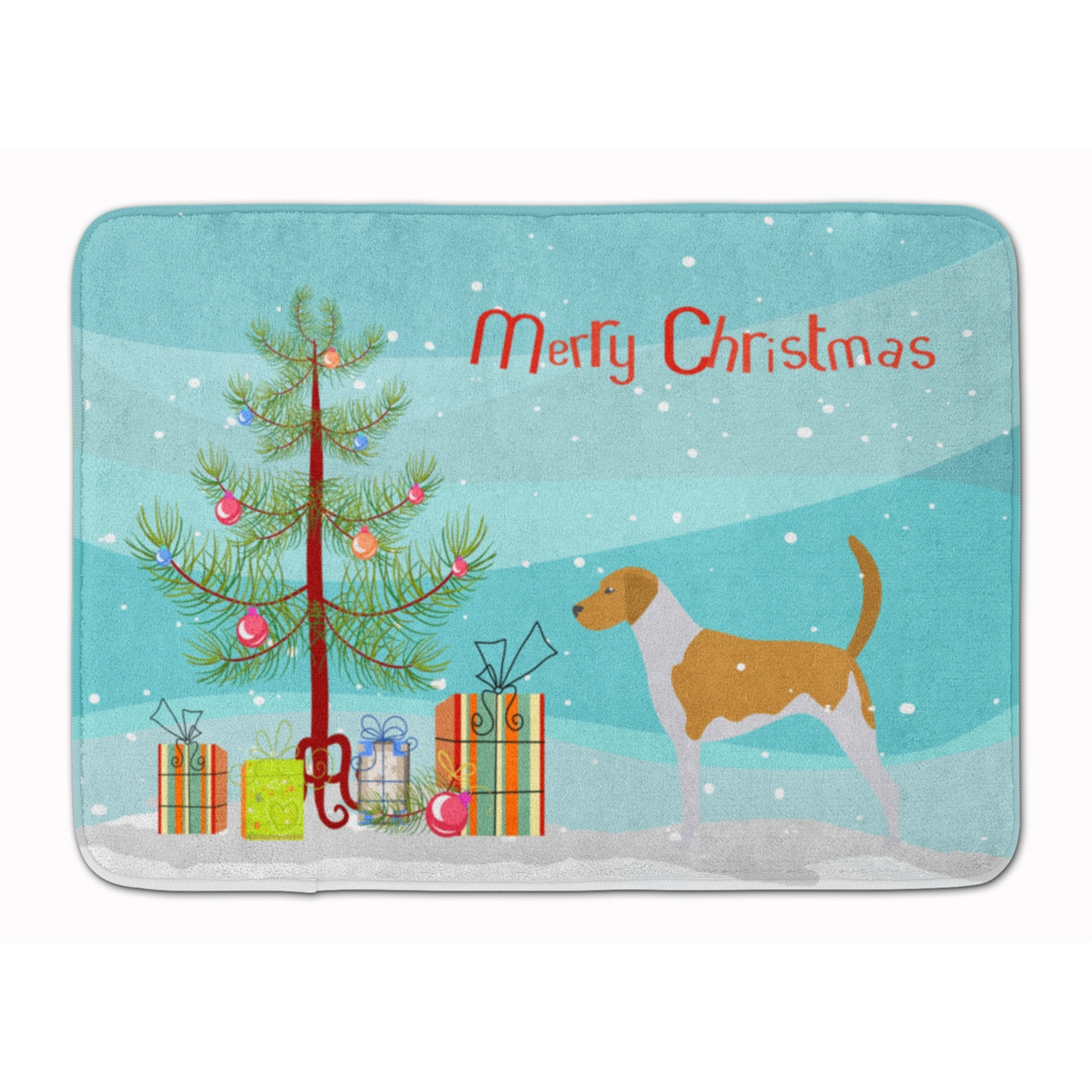&quotCaroline's Treasures American Foxhound Merry Christmas Tree Floor Mat, 19"" x 27"", Multicolor"