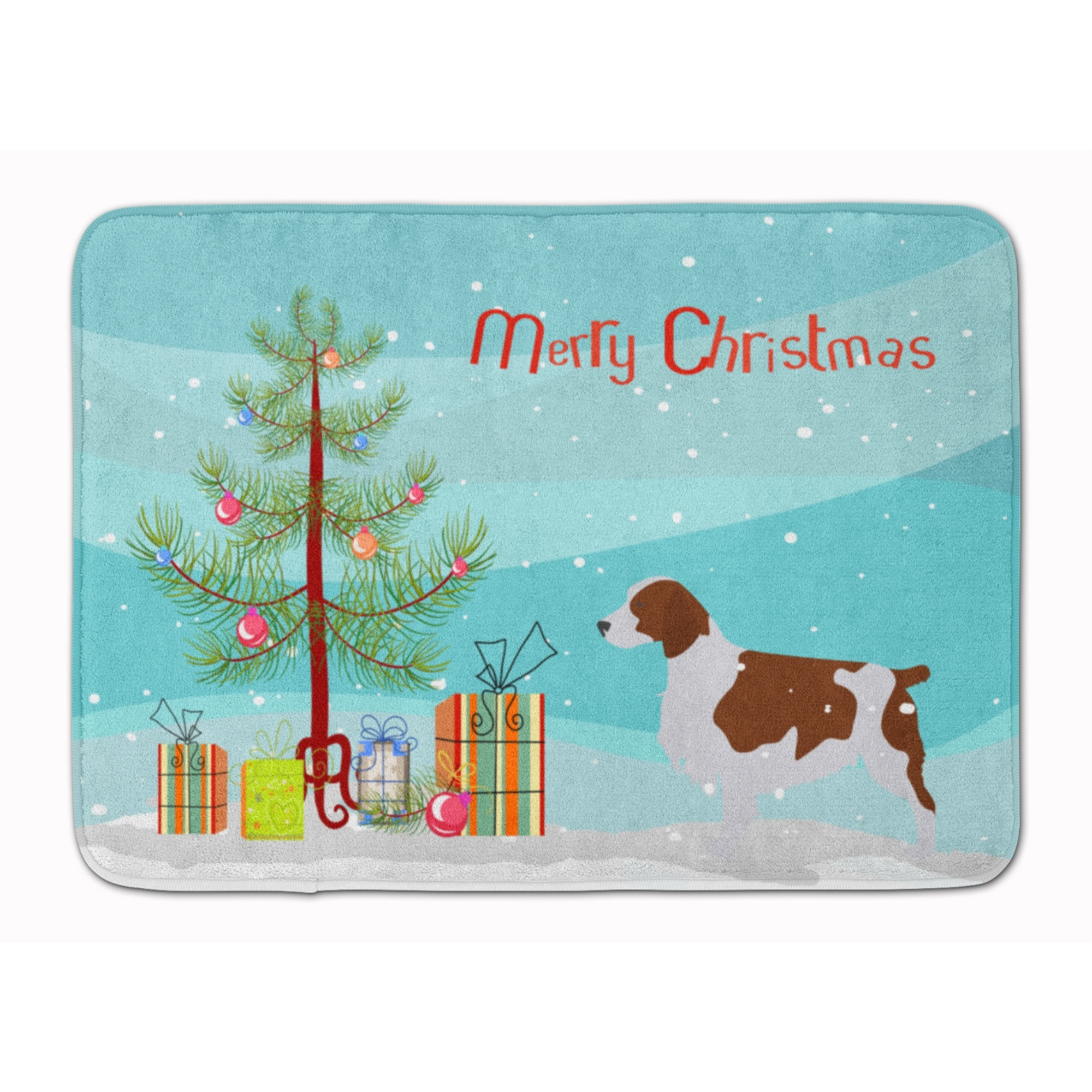 &quotCaroline's Treasures Welsh Springer Spaniel Christmas Tree Floor Mat, 19"" x 27"", Multicolor"