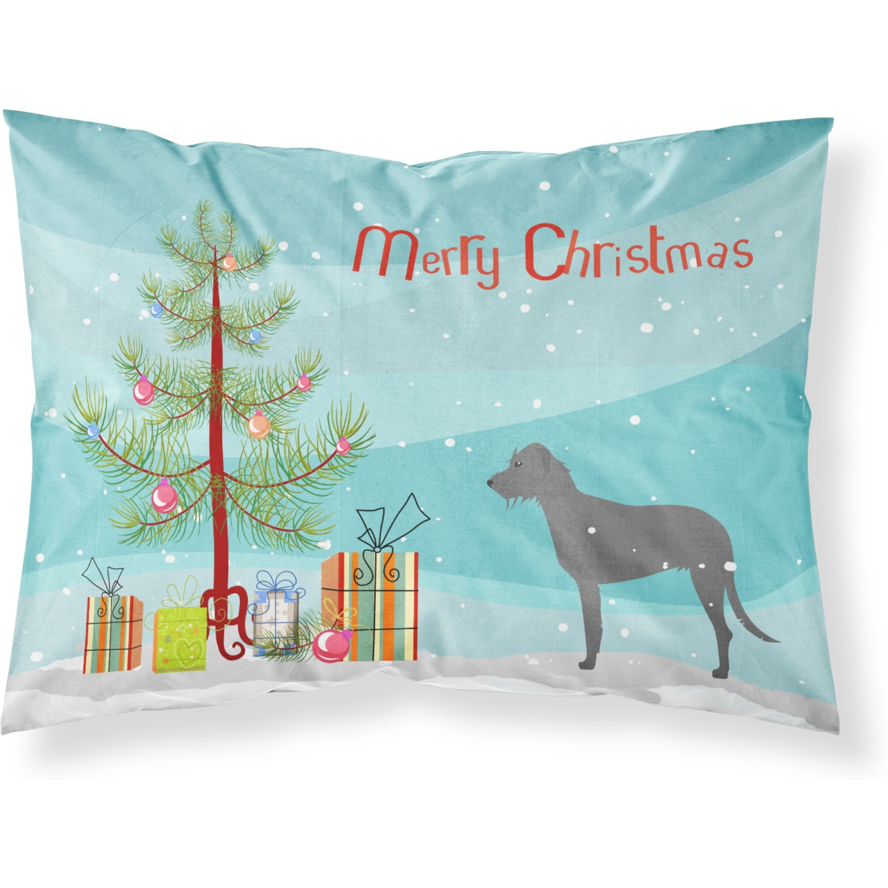 Caroline's Treasures Christmas Tree Irish Wolfhound Merry Fabric Standard Pillowcase BB2921PILLOWCASE
