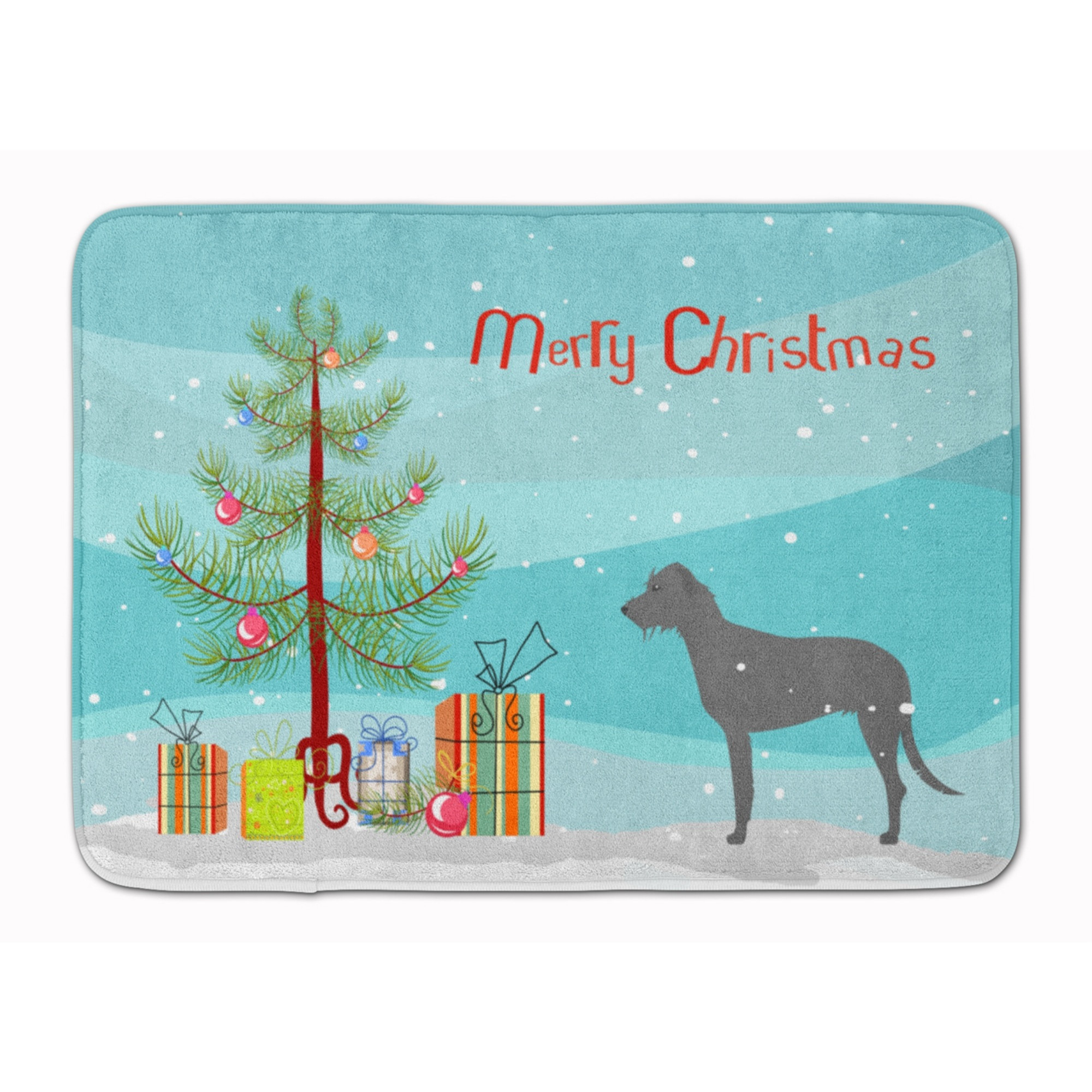 &quotCaroline's Treasures Irish Wolfhound Merry Christmas Tree Floor Mat, 19"" x 27"", Multicolor"