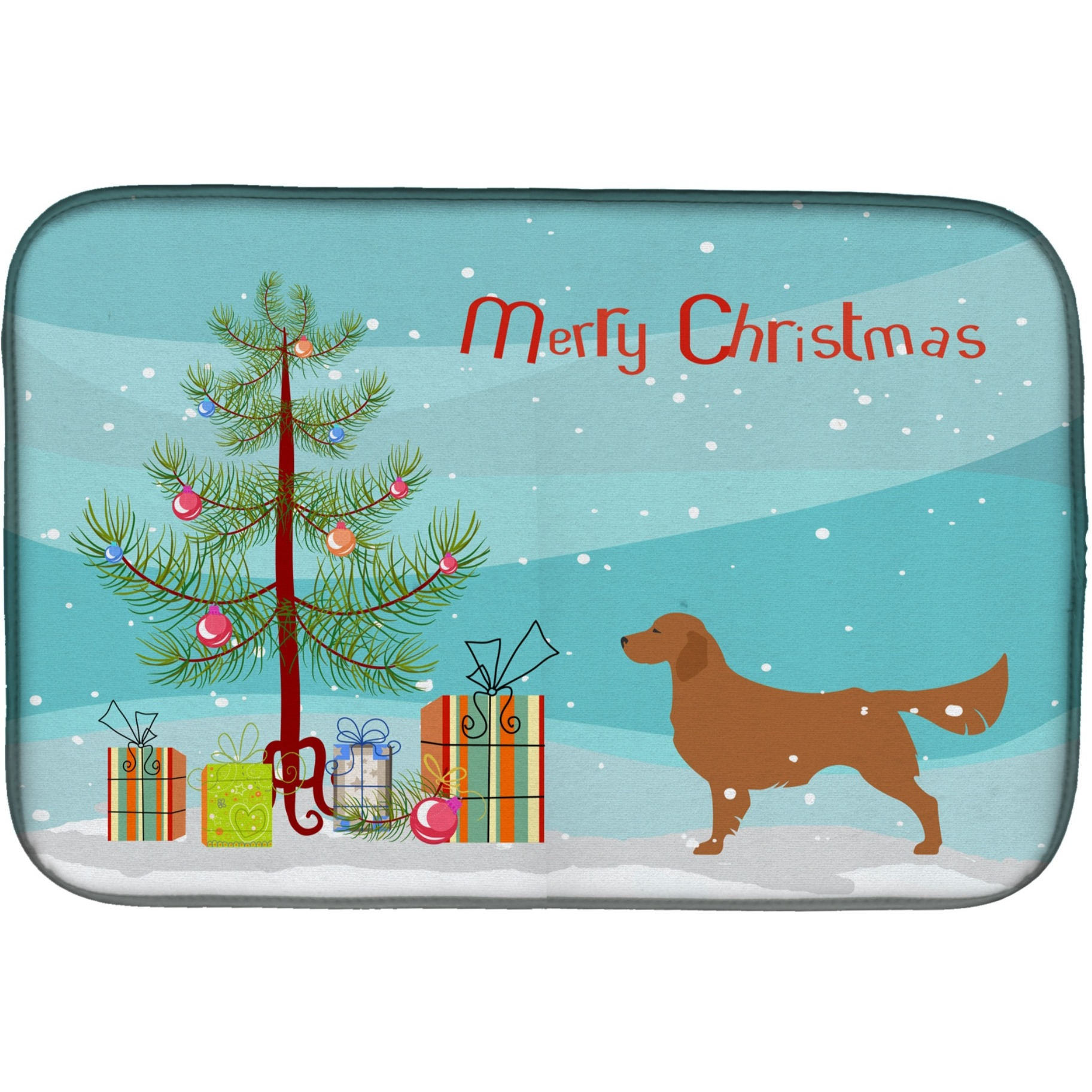 &quotCaroline's Treasures Golden Retriever Merry Christmas Tree Dish Drying Mat, 14"" x 21"""