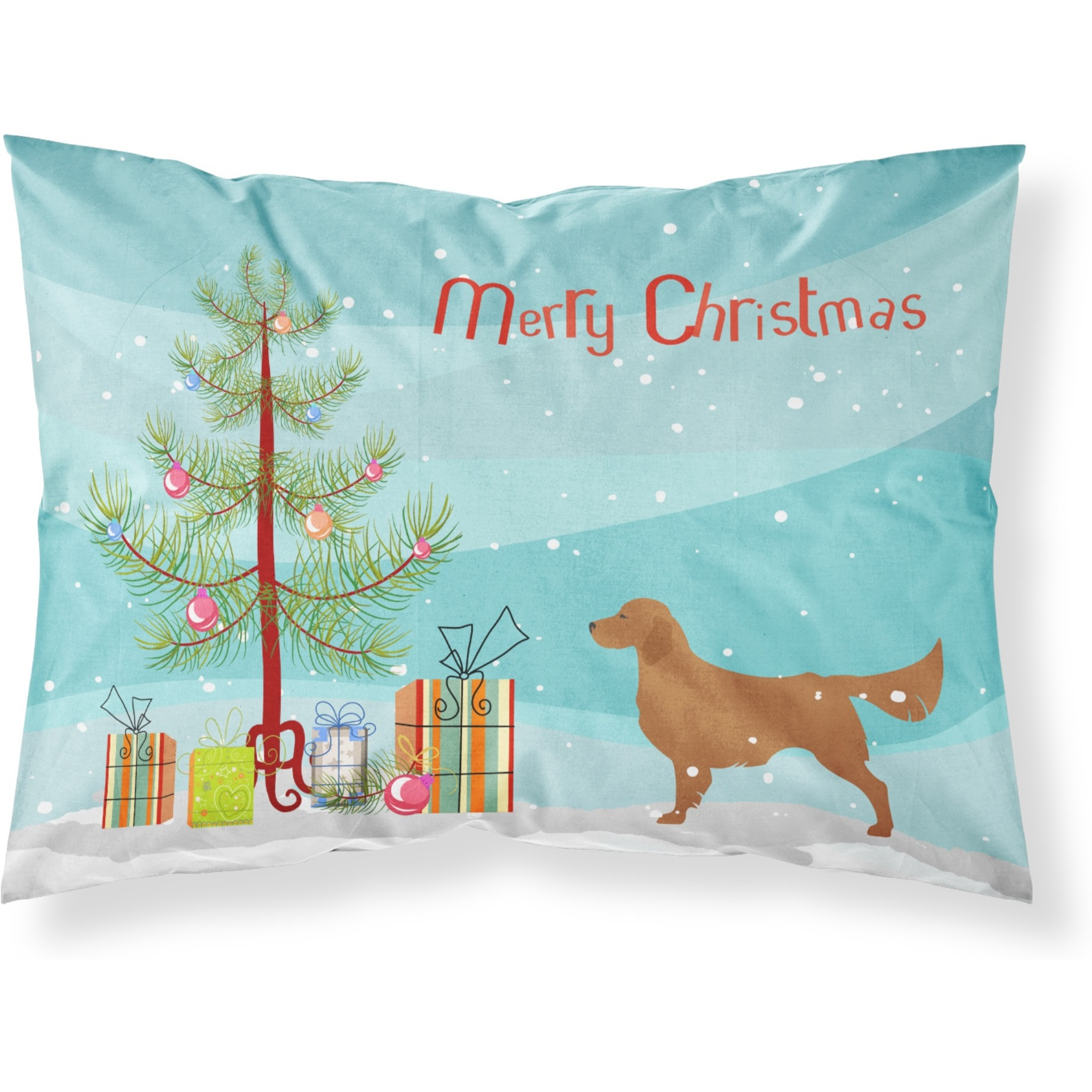 Caroline's Treasures Christmas Tree Golden Retriever Merry Fabric Standard Pillowcase BB2922PILLOWCASE