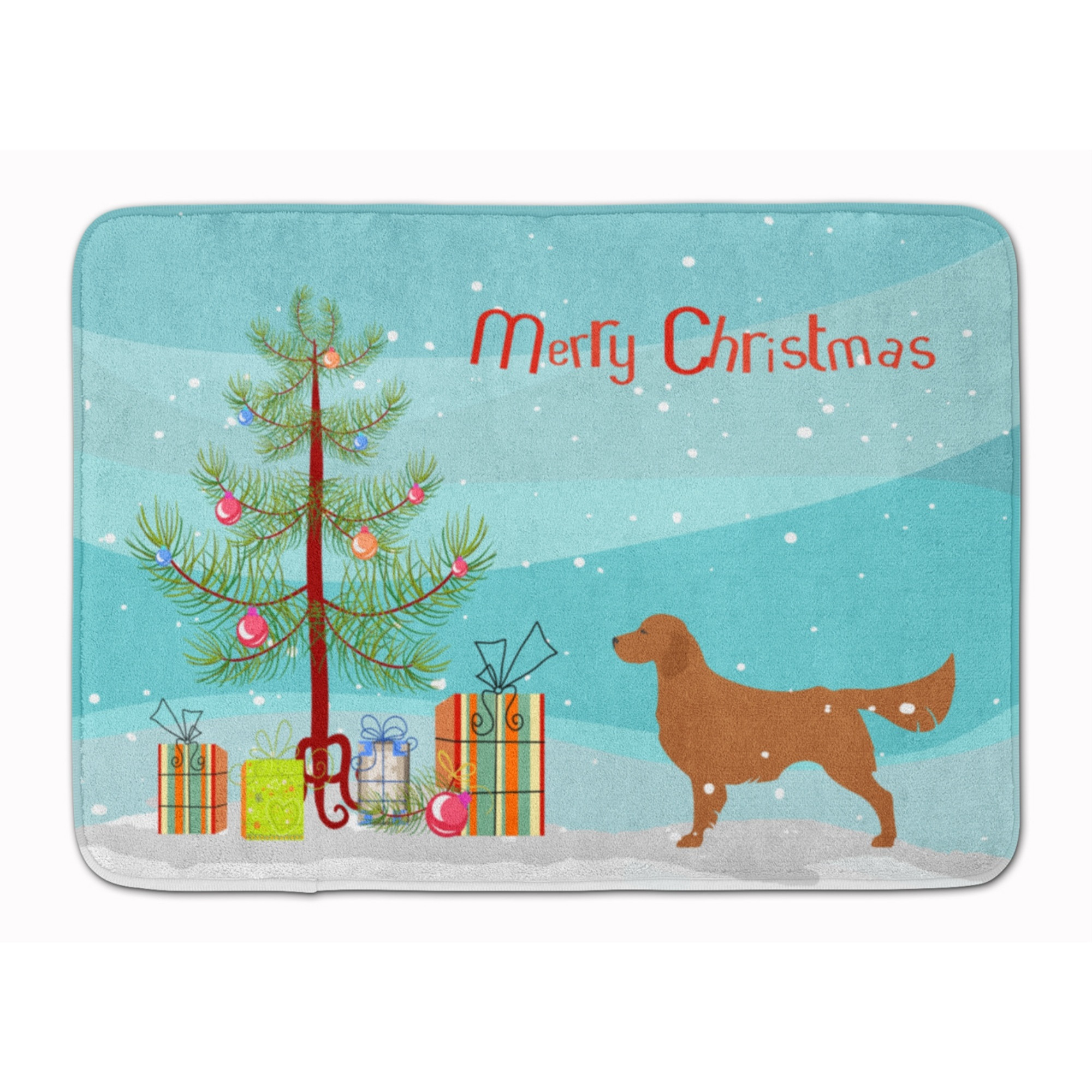 &quotCaroline's Treasures Golden Retriever Merry Christmas Tree Floor Mat, 19"" x 27"", Multicolor"