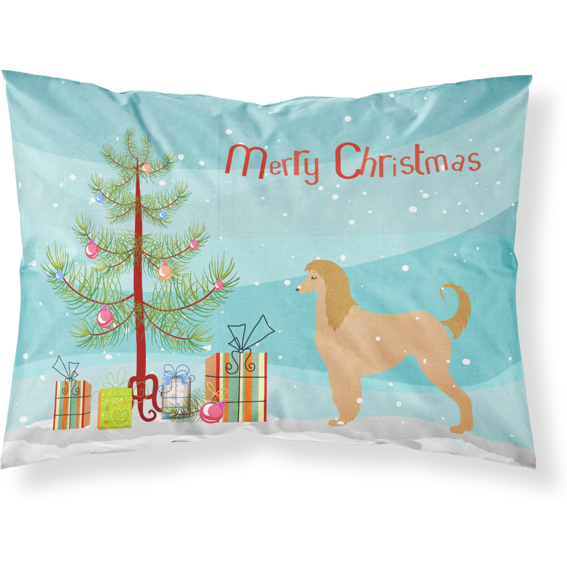 Caroline's Treasures Christmas Tree Afghan Hound Merry Fabric Standard Pillowcase BB2924PILLOWCASE