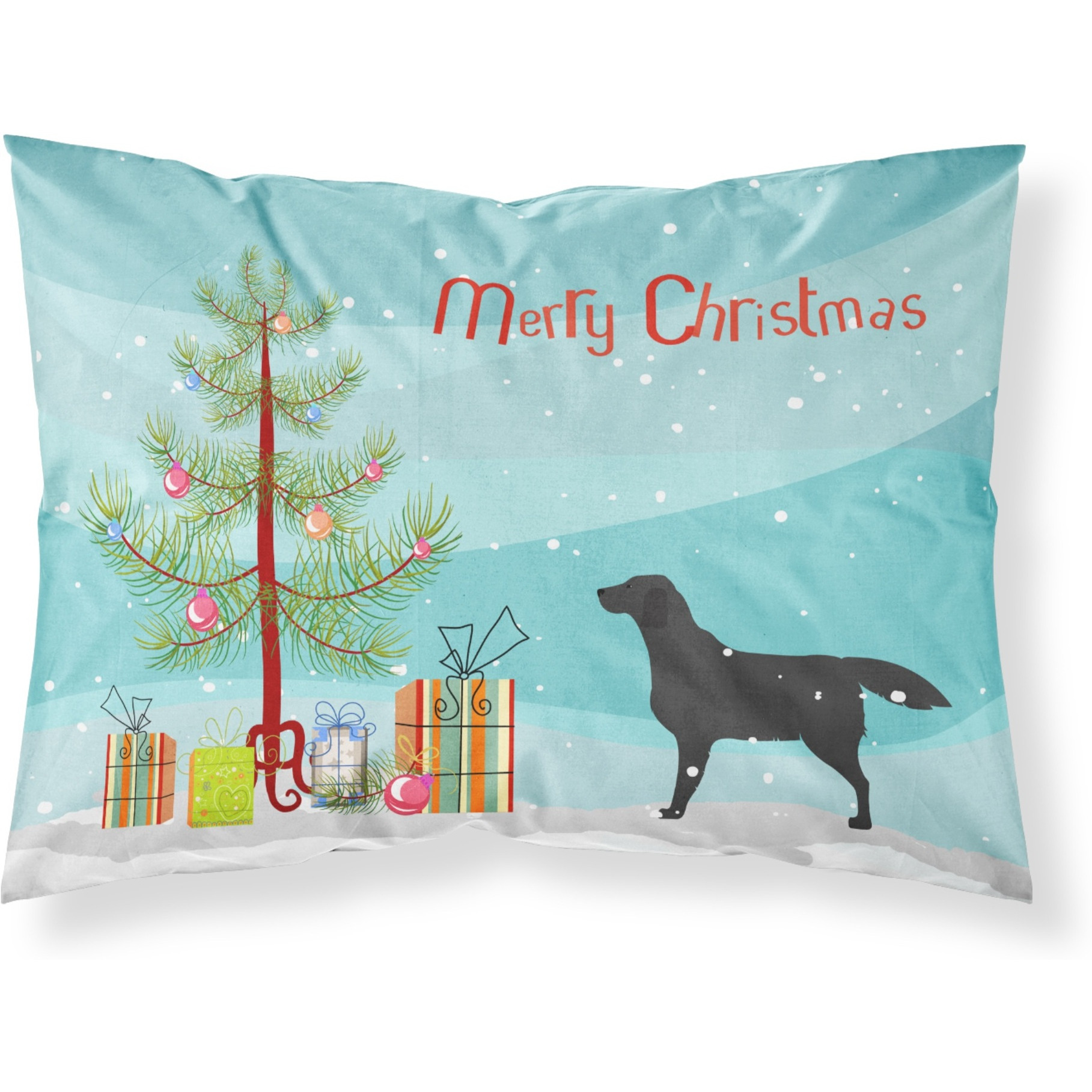 Caroline's Treasures Christmas Tree Black Labrador Retriever Merry Fabric Standard Pillowcase BB2926PILLOWCASE