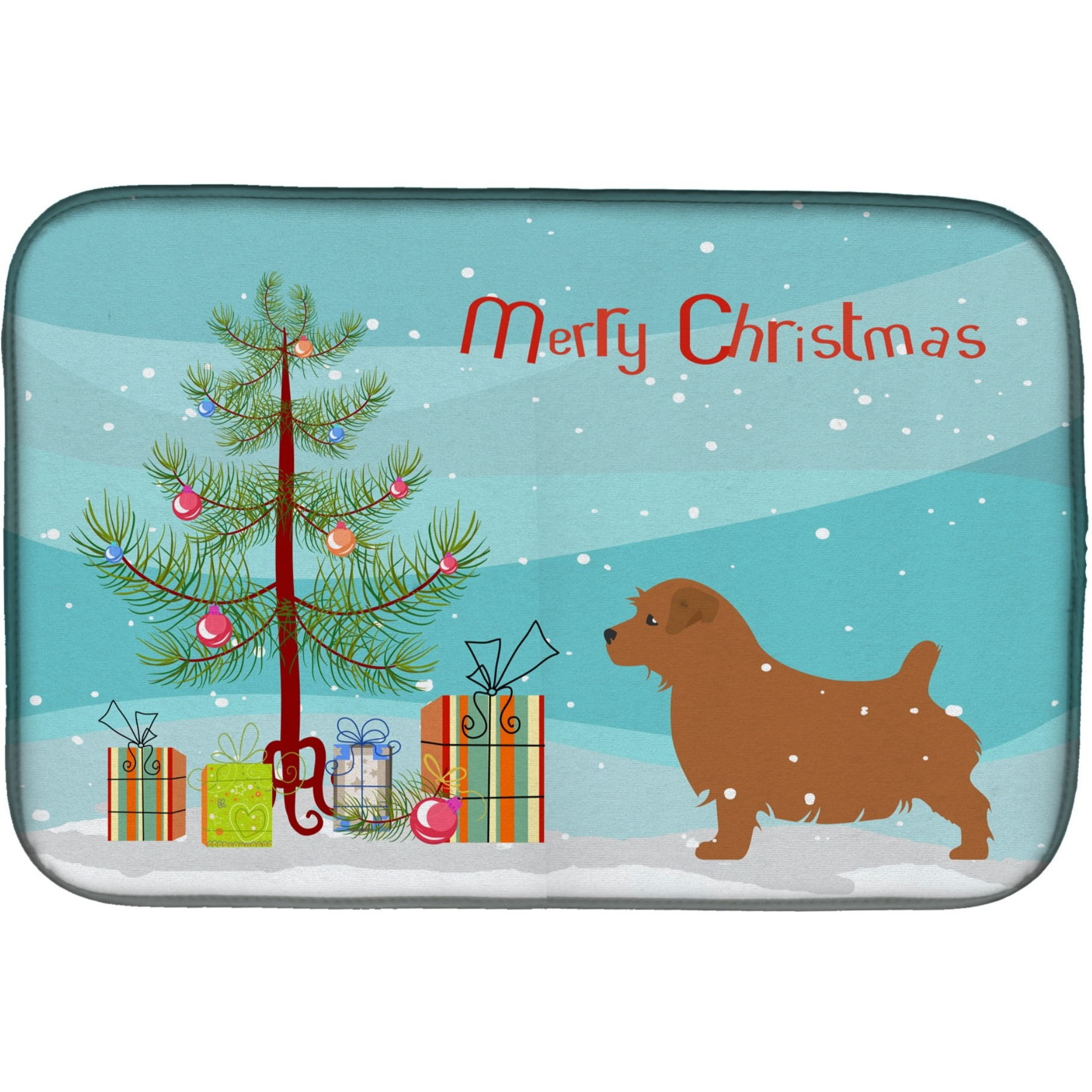 &quotCaroline's Treasures Norfolk Terrier Merry Christmas Tree Dish Drying Mat, 14"" x 21"""