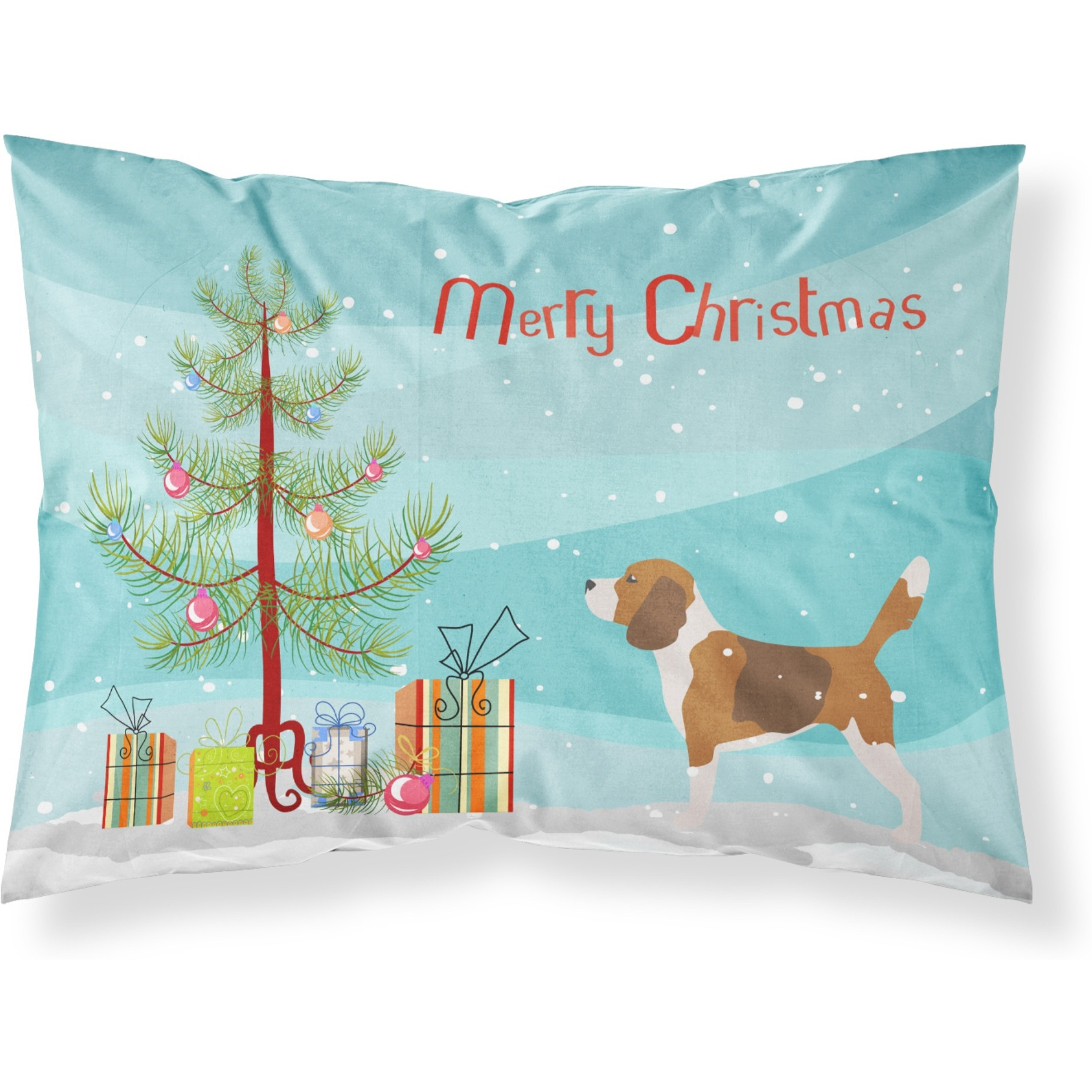 Caroline's Treasures Christmas Tree Beagle Merry Fabric Standard Pillowcase BB2928PILLOWCASE