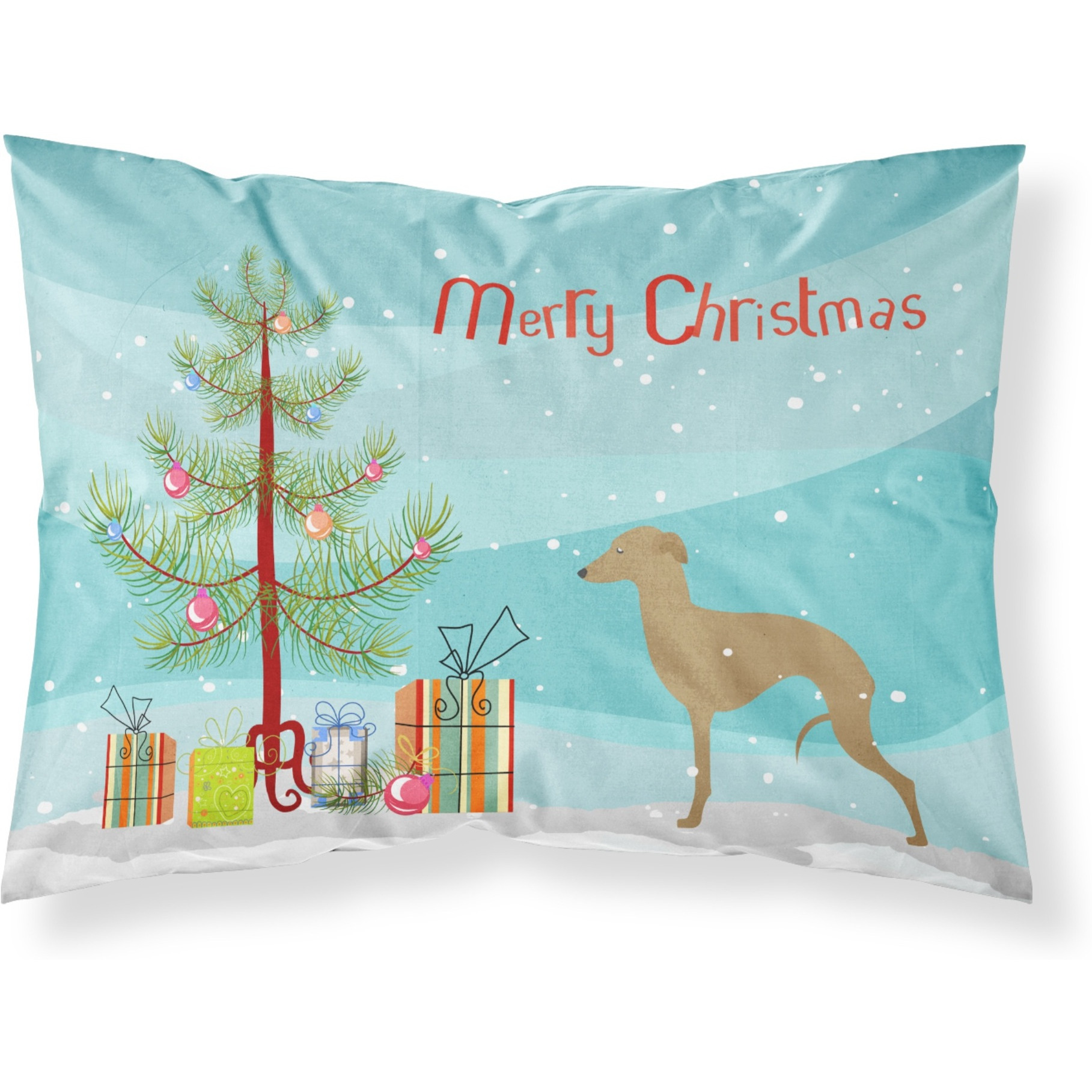 Caroline's Treasures Christmas Tree Italian Greyhound Merry Fabric Standard Pillowcase BB2932PILLOWCASE