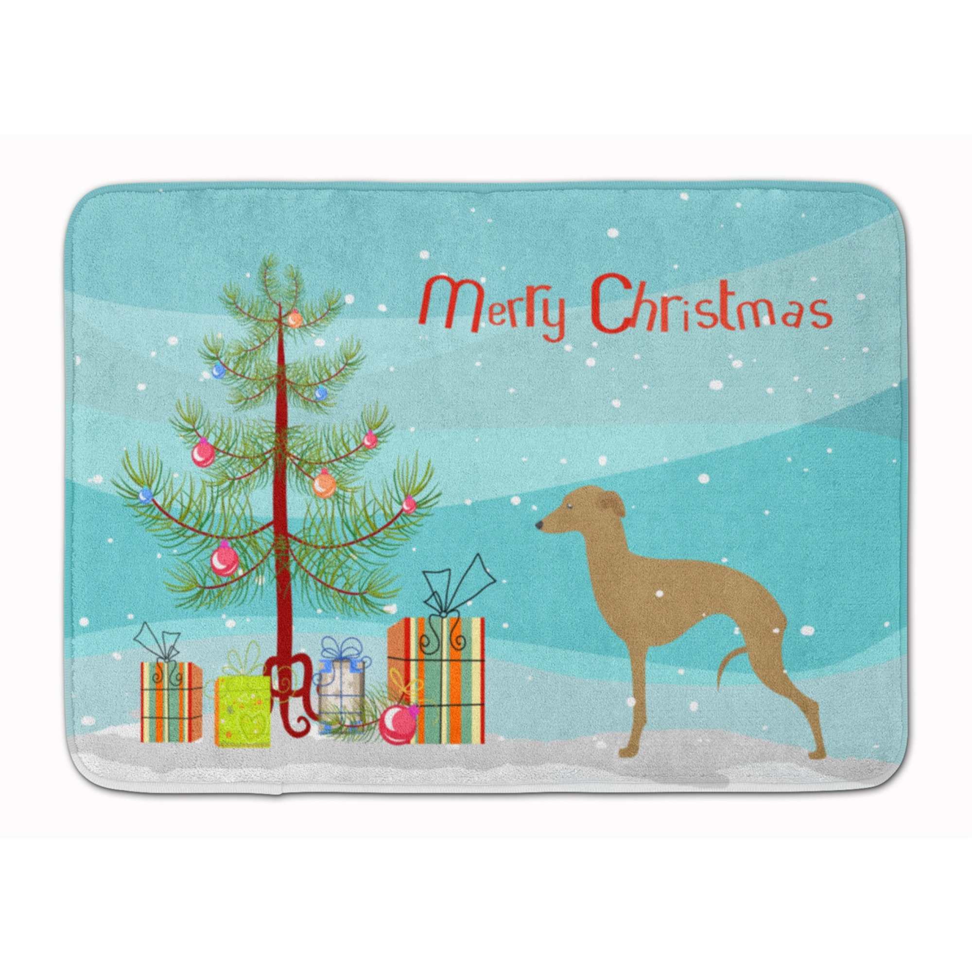 &quotCaroline's Treasures Italian Greyhound Merry Christmas Tree Floor Mat, 19"" x 27"", Multicolor"