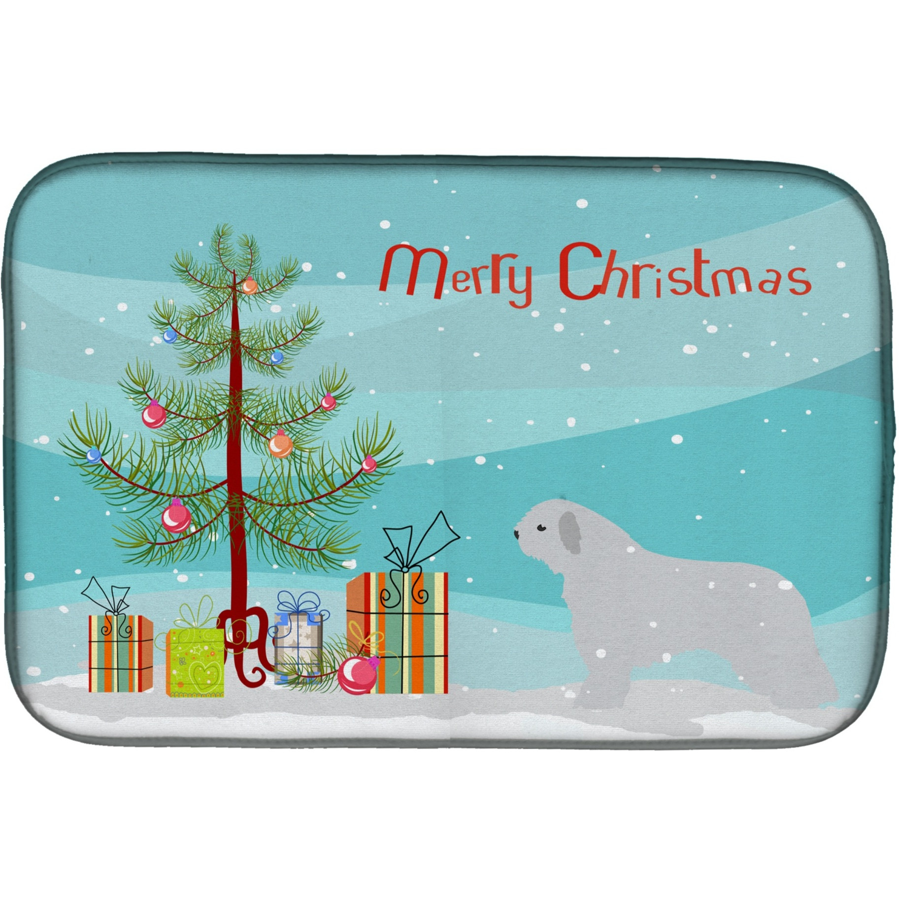 &quotCaroline's Treasures Spanish Water Dog Merry Christmas Tree Dish Drying Mat, 14 x 21, Multicolor"