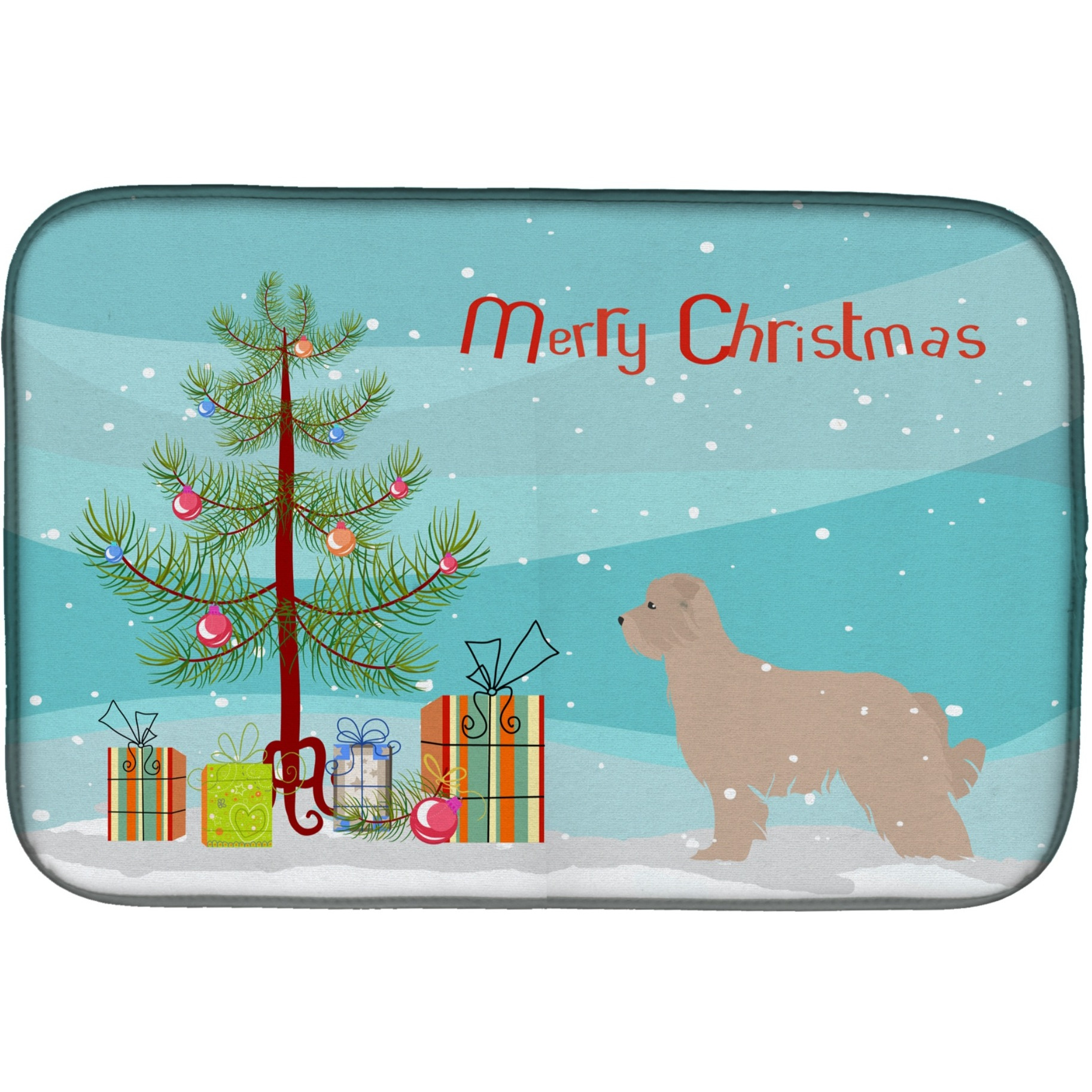 &quotCaroline's Treasures Pyrenean Shepherd Dog Merry Christmas Tree Dish Drying Mat, 14"" x 21"""