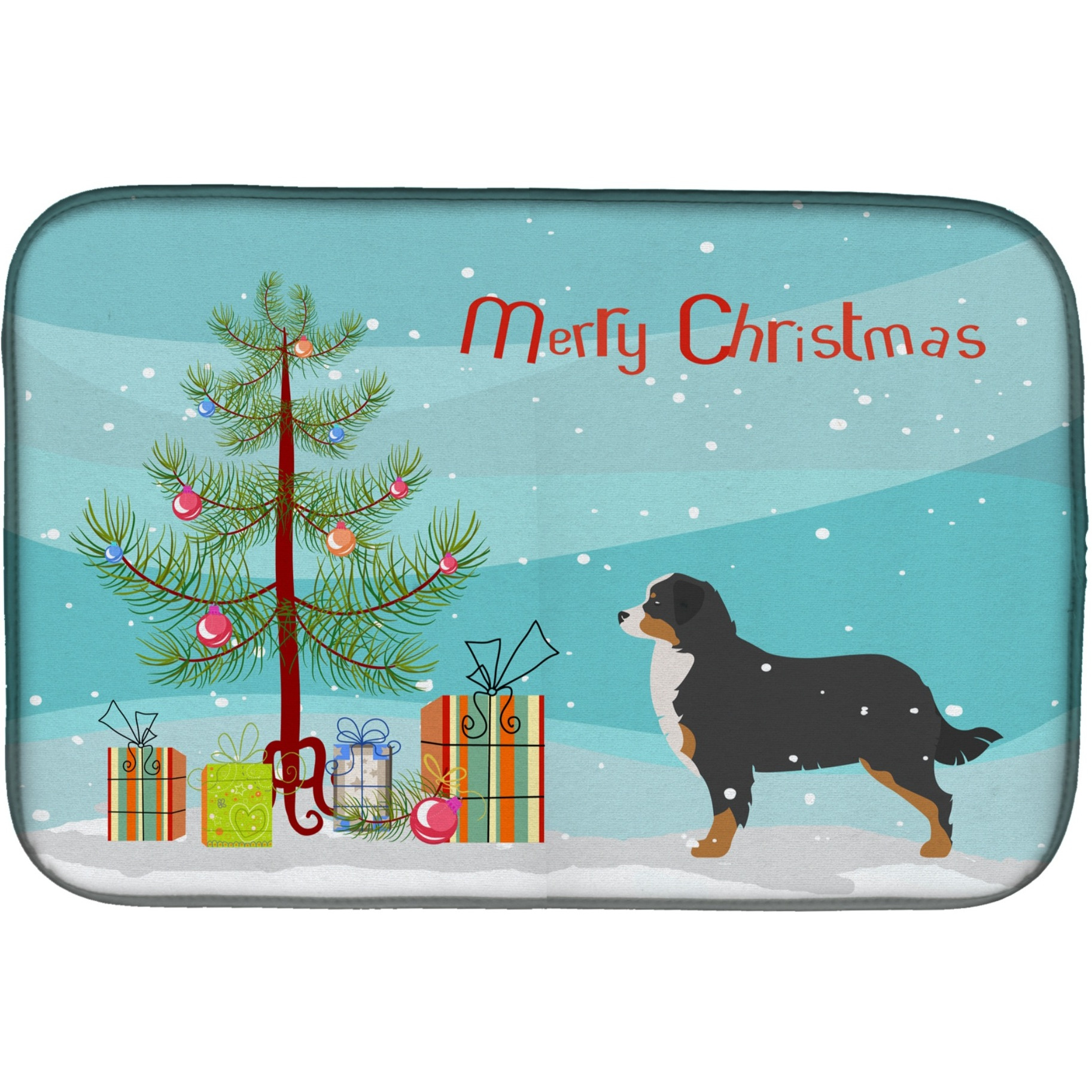 &quotCaroline's Treasures Bernese Mountain Dog Merry Christmas Tree Dish Drying Mat, 14 x 21"