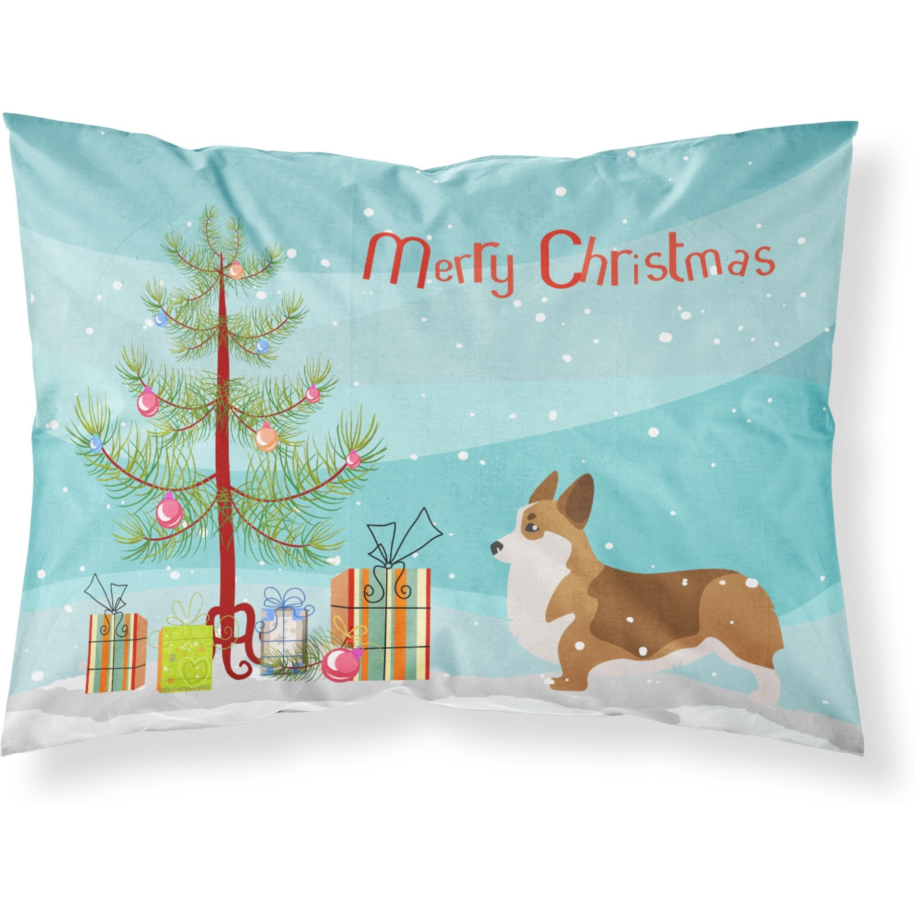 Caroline's Treasures Christmas Tree Corgi Merry Fabric Standard Pillowcase BB2938PILLOWCASE