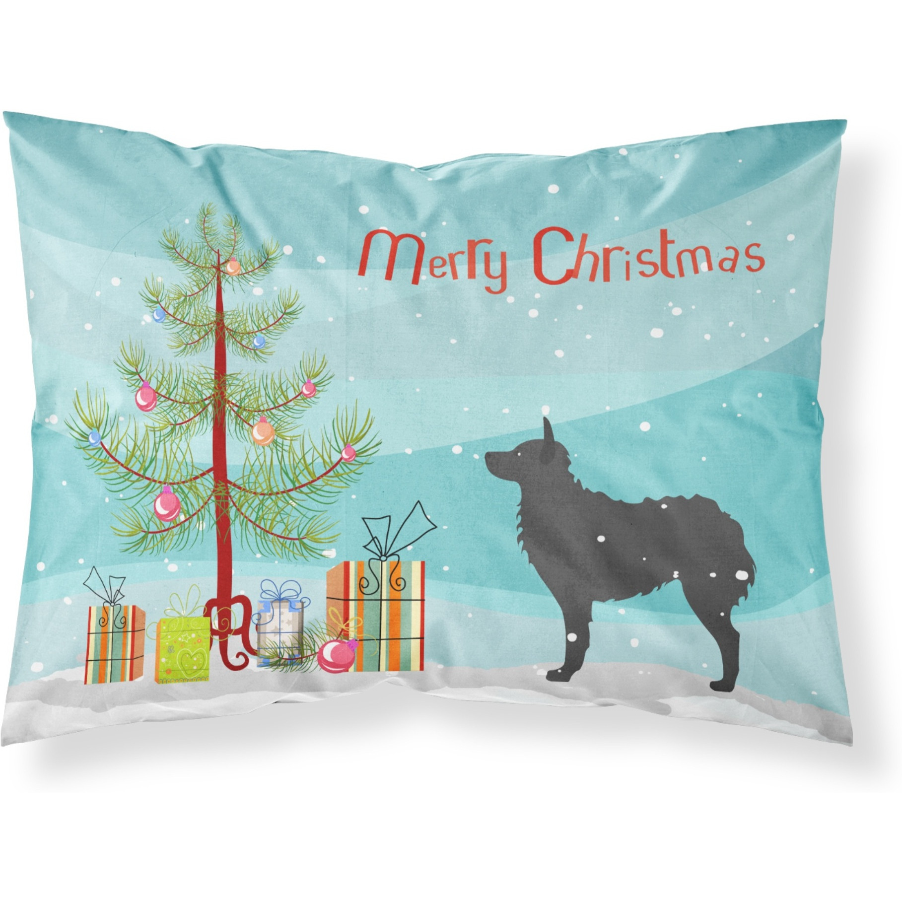 Caroline's Treasures Christmas Tree Croatian Sheepdog Merry Fabric Standard Pillowcase BB2939PILLOWCASE