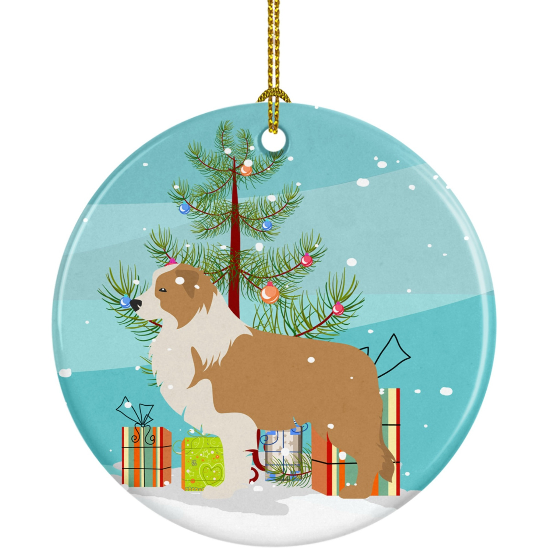 Caroline's Treasures Red Border Collie Merry Christmas Tree Ceramic Ornament