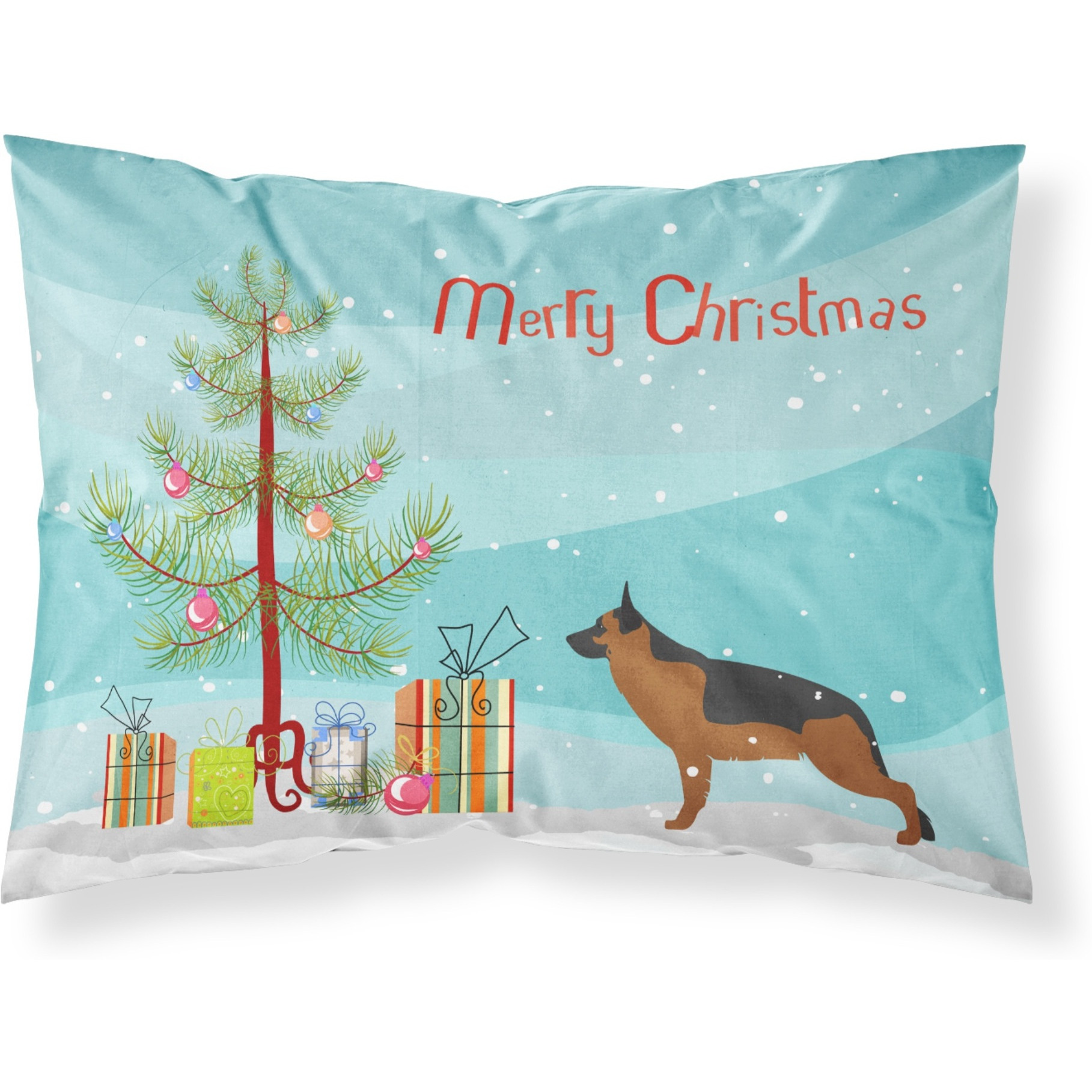 Caroline's Treasures Christmas Tree German Shepherd Merry Fabric Standard Pillowcase BB2942PILLOWCASE