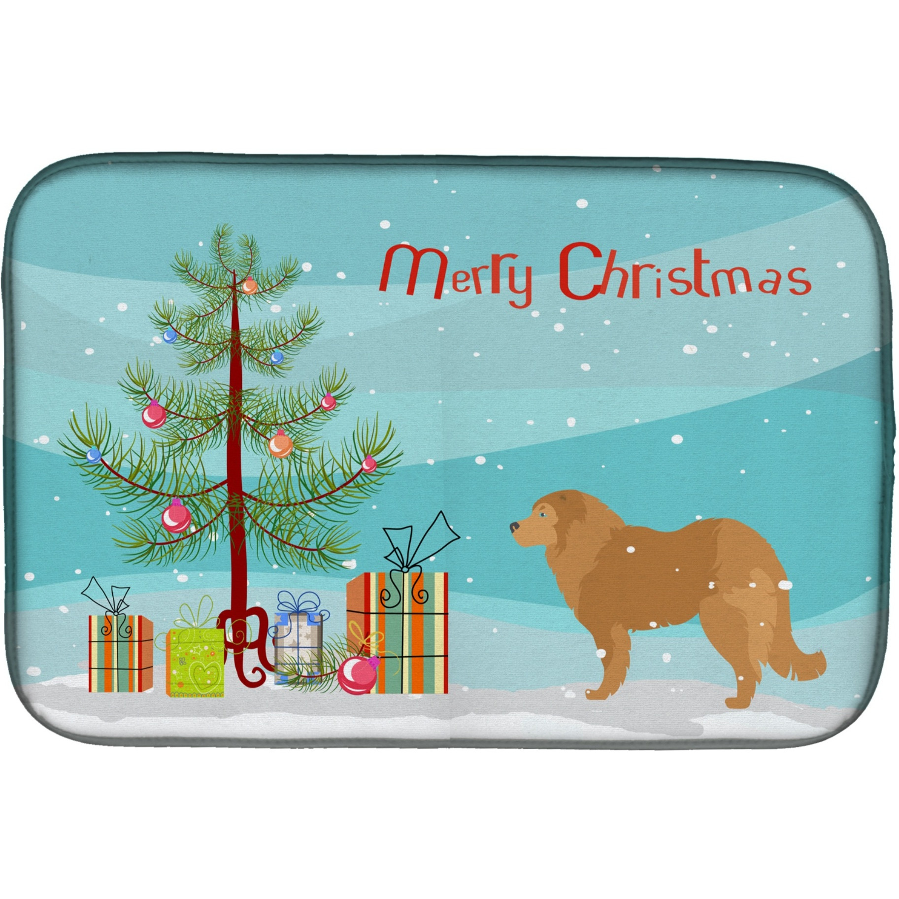 &quotCaroline's Treasures Caucasian Shepherd Dog Merry Christmas Tree Dish Drying Mat, 14 X 21"