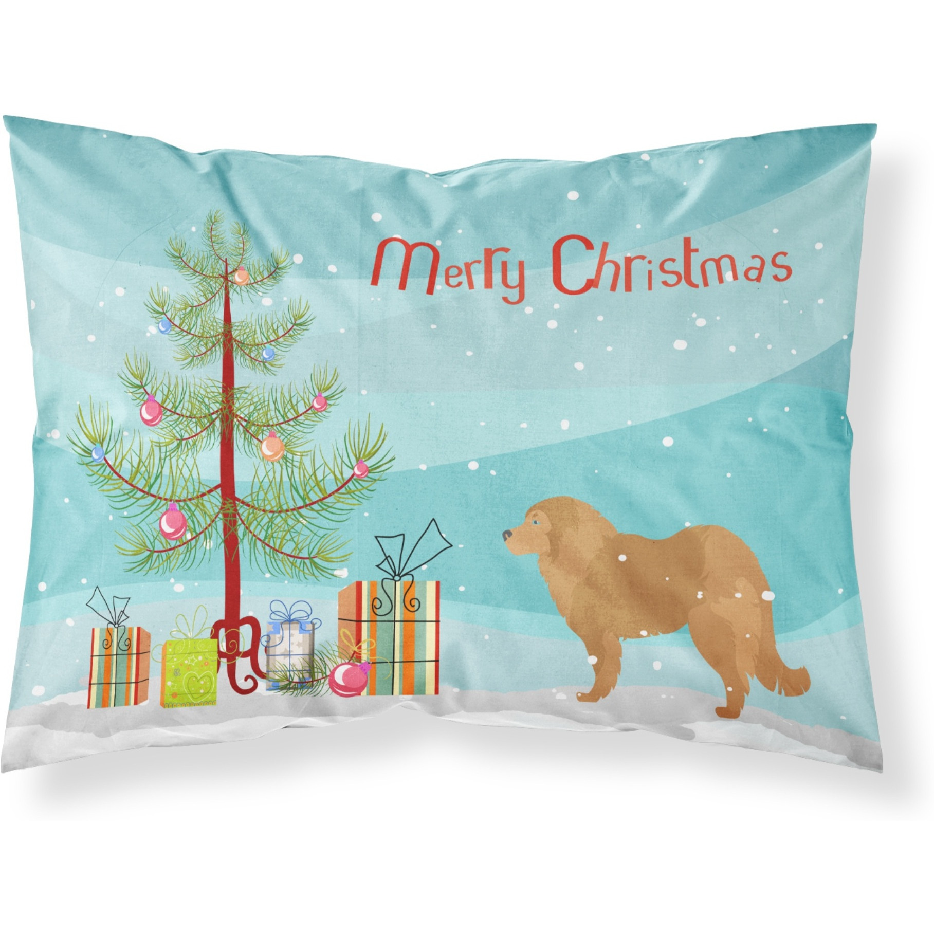 Caroline's Treasures Christmas Tree Caucasian Shepherd Dog Merry Fabric Standard Pillowcase BB2943PILLOWCASE