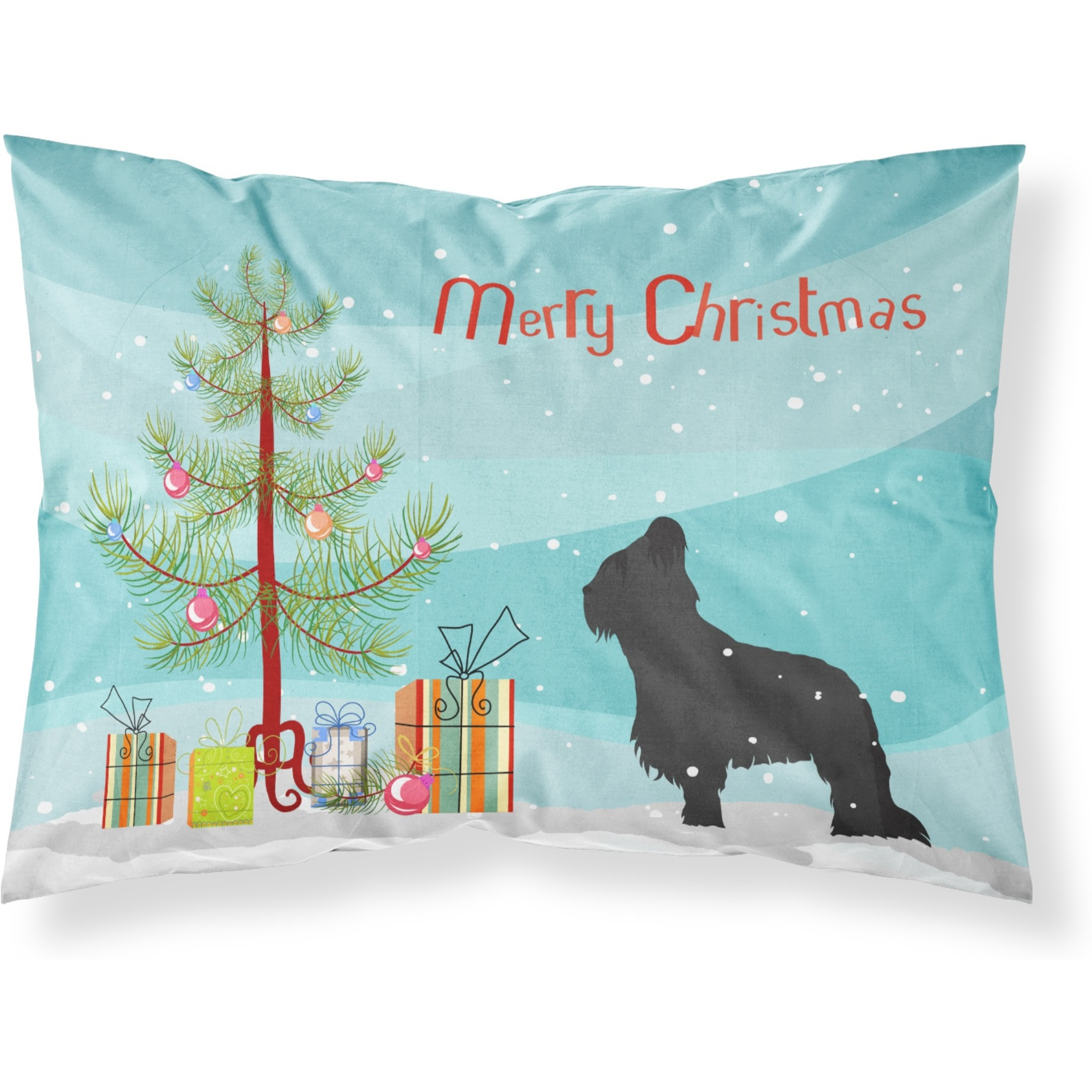 Caroline's Treasures Christmas Tree Briard Merry Fabric Standard Pillowcase BB2944PILLOWCASE