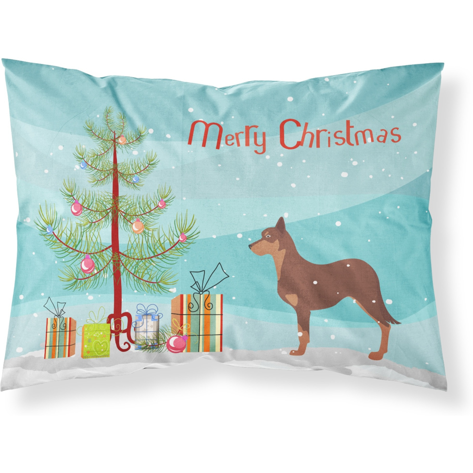 Caroline's Treasures Christmas Tree Australian Kelpie Dog Merry Fabric Standard Pillowcase BB2947PILLOWCASE