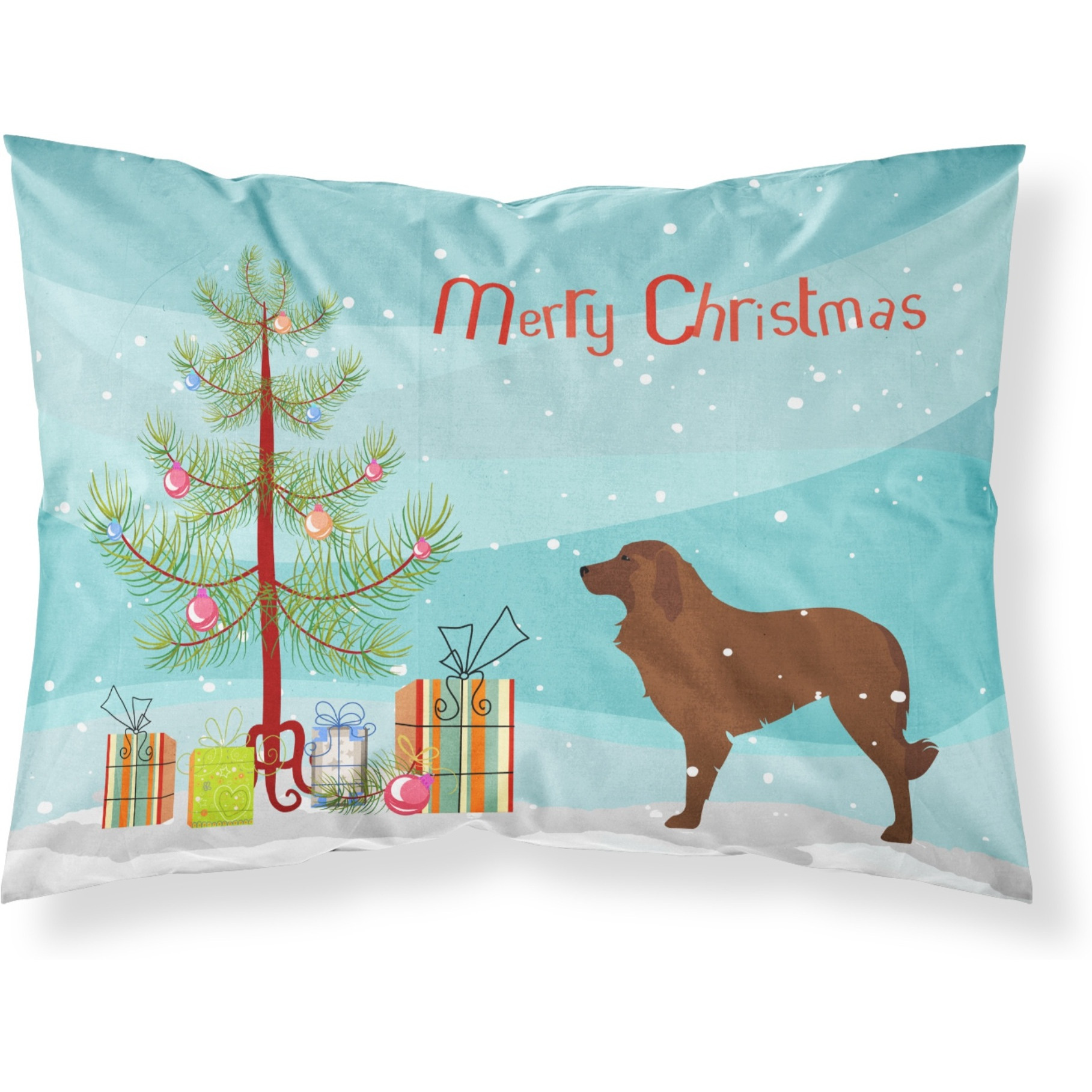 &quotCaroline's Treasures Portuguese Sheepdog Dog Merry Christmas Tree Fabric Standard Pillowcase BB2949PILLOWCASE, Multicolor"