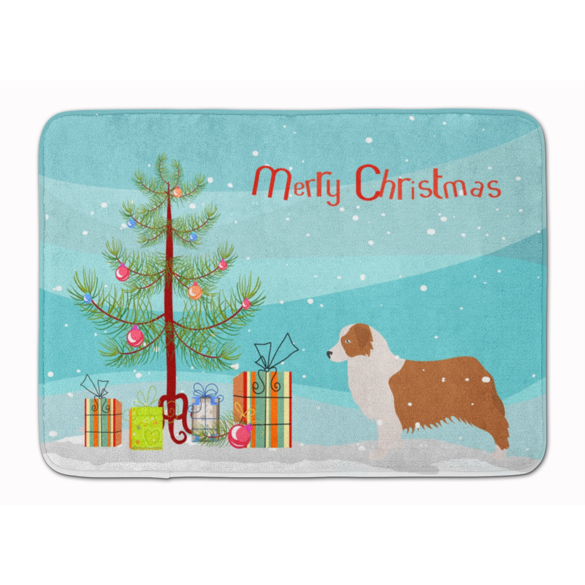 &quotCaroline's Treasures Australian Shepherd Dog Christmas Tree Floor Mat, 19"" x 27"", Multicolor"