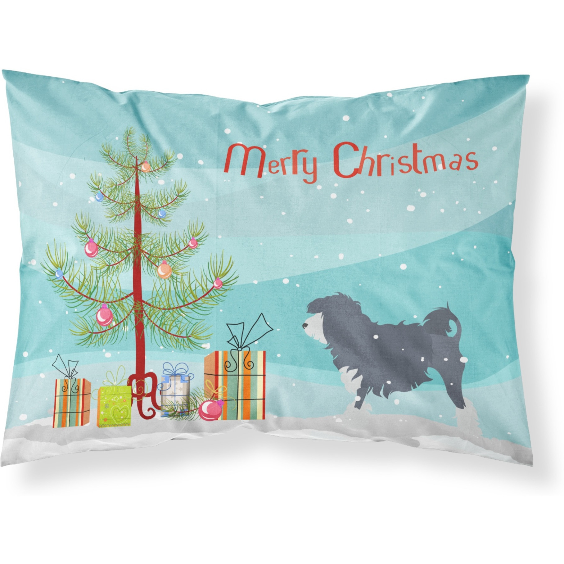 Caroline's Treasures Christmas Tree Lowchen Merry Fabric Standard Pillowcase BB2953PILLOWCASE