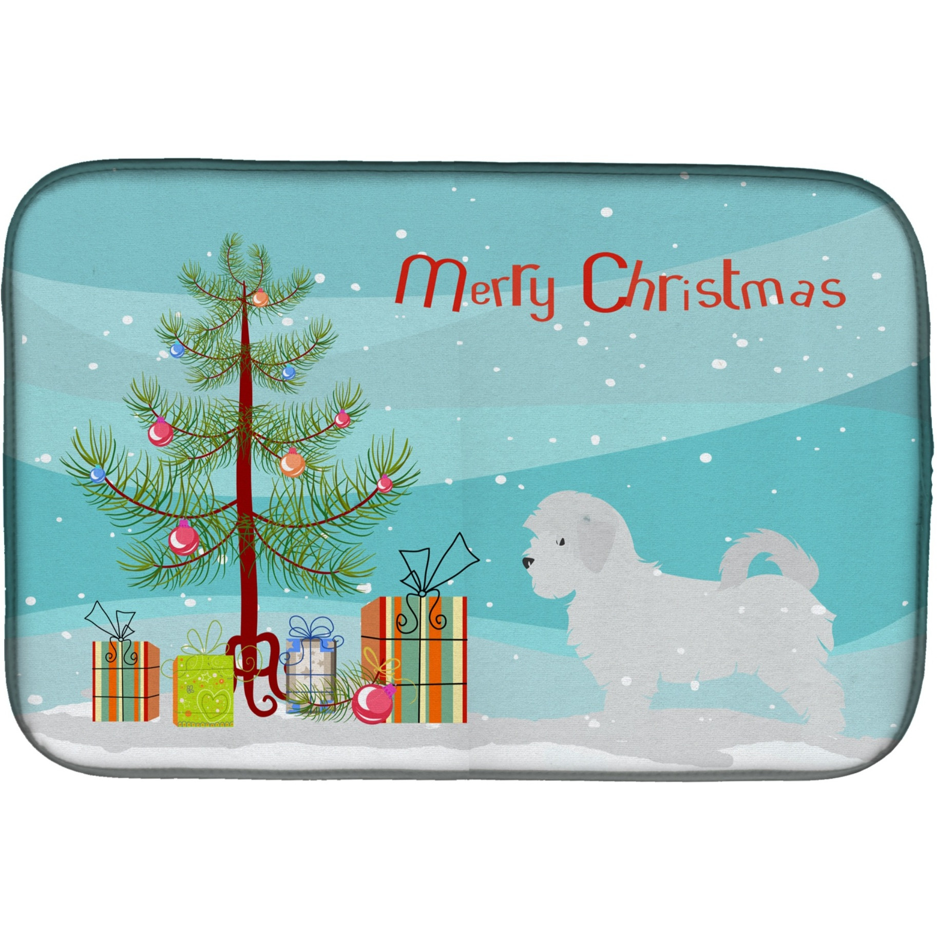 &quotCaroline's Treasures Maltese Merry Christmas Tree Dish Drying Mat, 14"" x 21"", Multicolor"