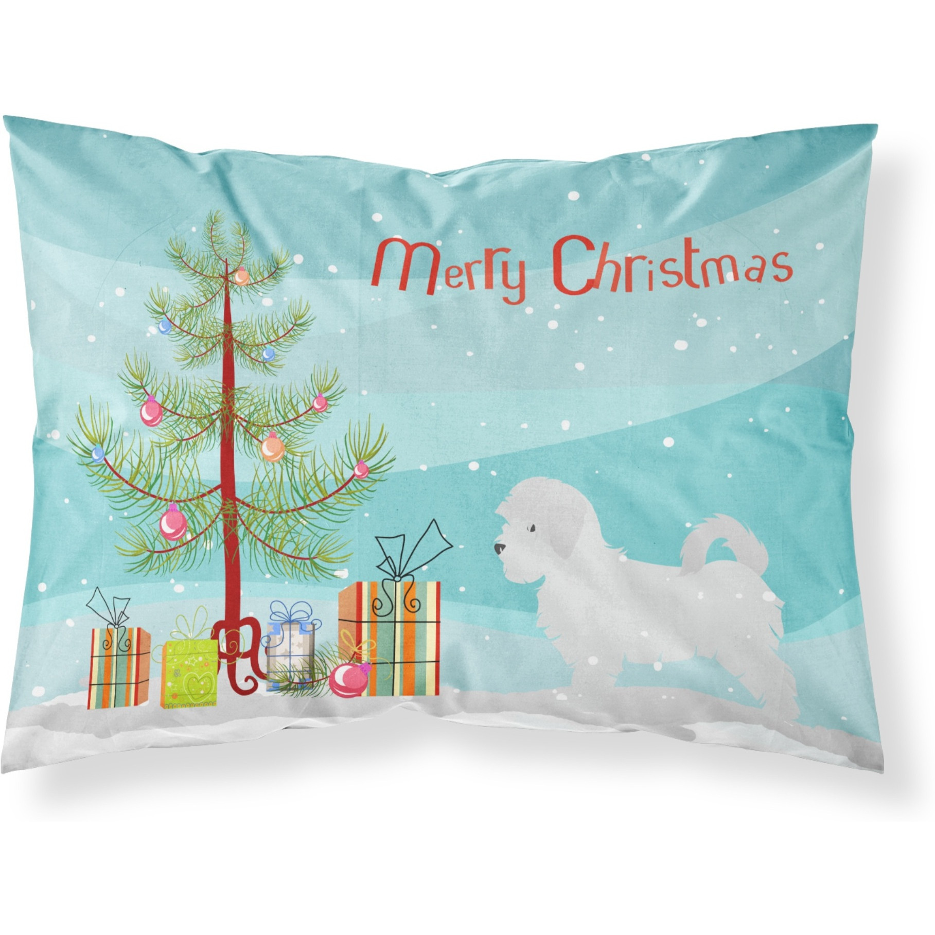 Caroline's Treasures Christmas Tree Maltese Merry Fabric Standard Pillowcase BB2954PILLOWCASE