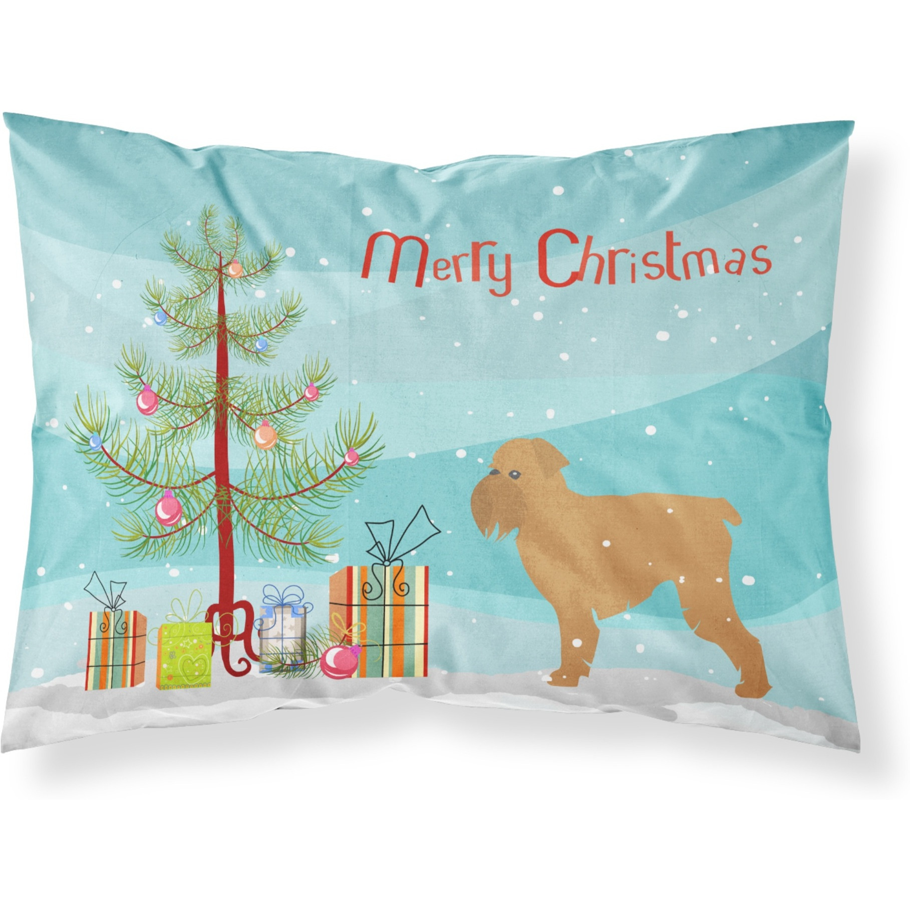Caroline's Treasures Christmas Tree Brussels Griffon Merry Fabric Standard Pillowcase BB2958PILLOWCASE