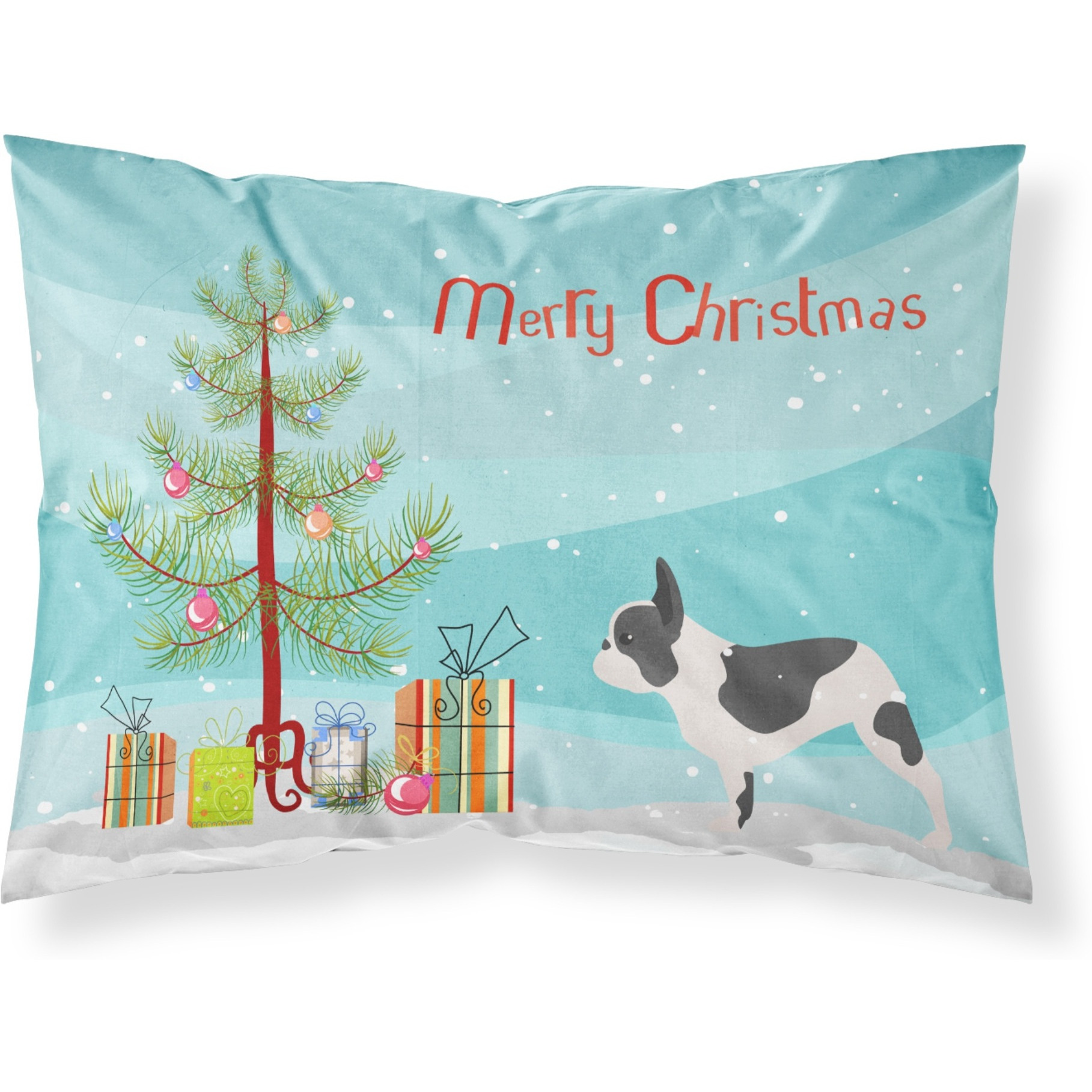 Caroline's Treasures Christmas Tree French Bulldog Merry Fabric Standard Pillowcase BB2959PILLOWCASE