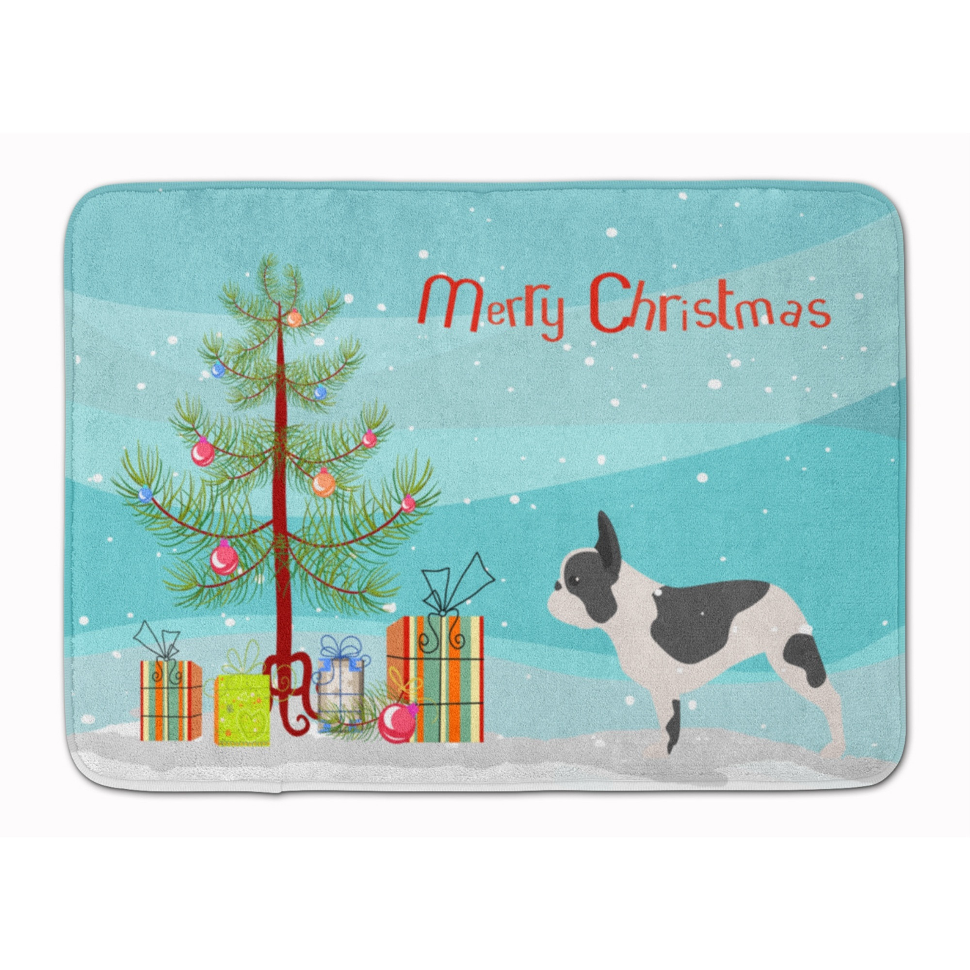 &quotCaroline's Treasures French Bulldog Merry Christmas Tree Floor Mat, 19"" x 27"", Multicolor"