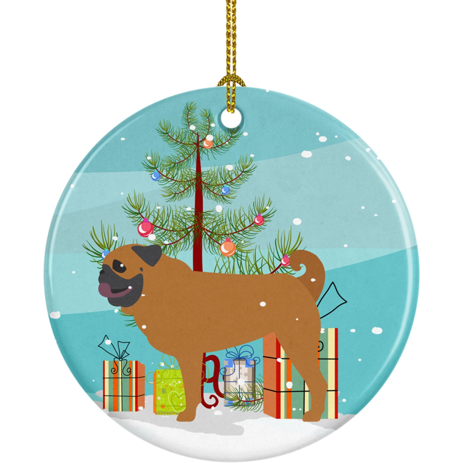 &quotCaroline's Treasures Pug Merry Christmas Tree Ceramic Ornament, Multicolor"
