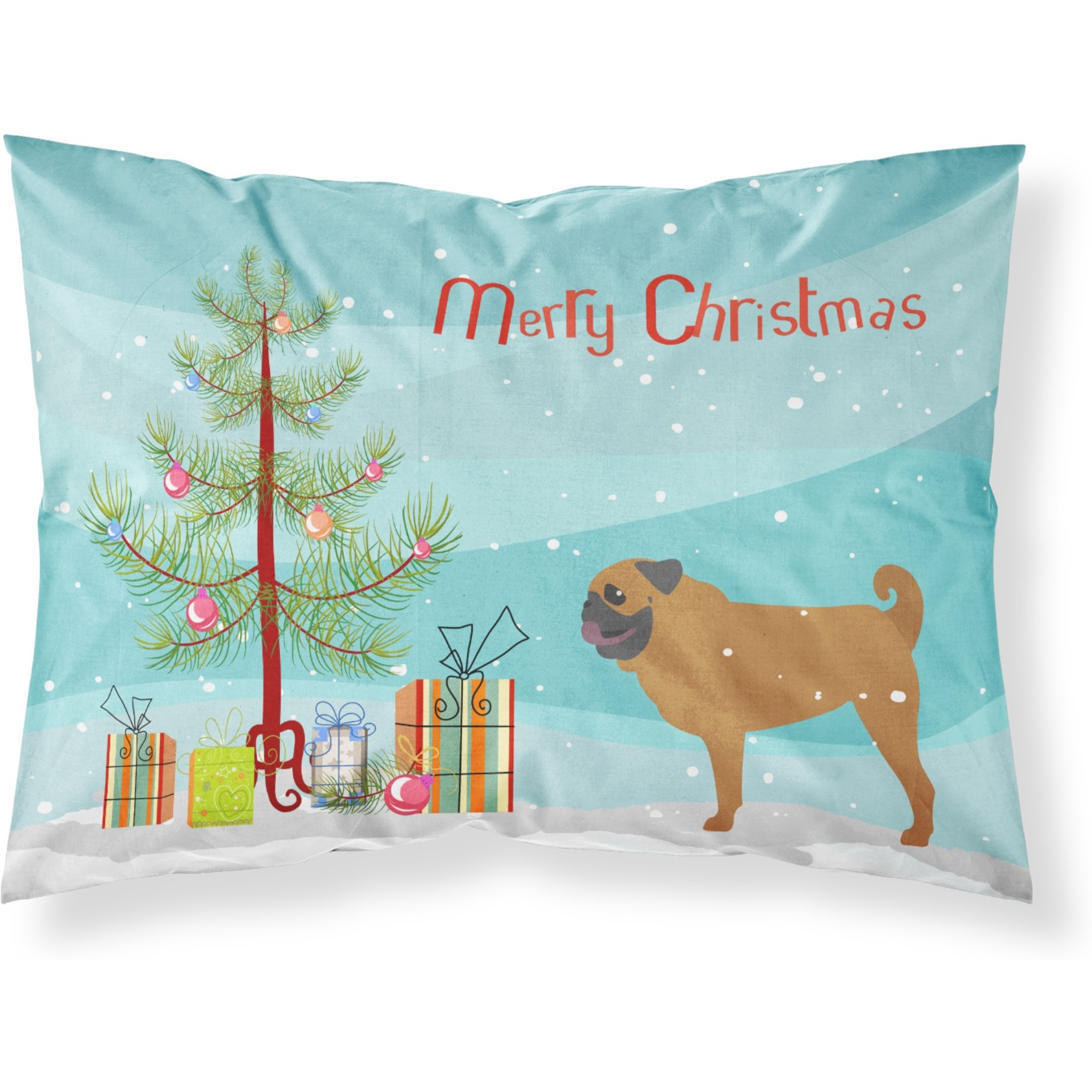 &quotCaroline's Treasures Pug Merry Christmas Tree Fabric Standard Pillowcase BB2965PILLOWCASE,"